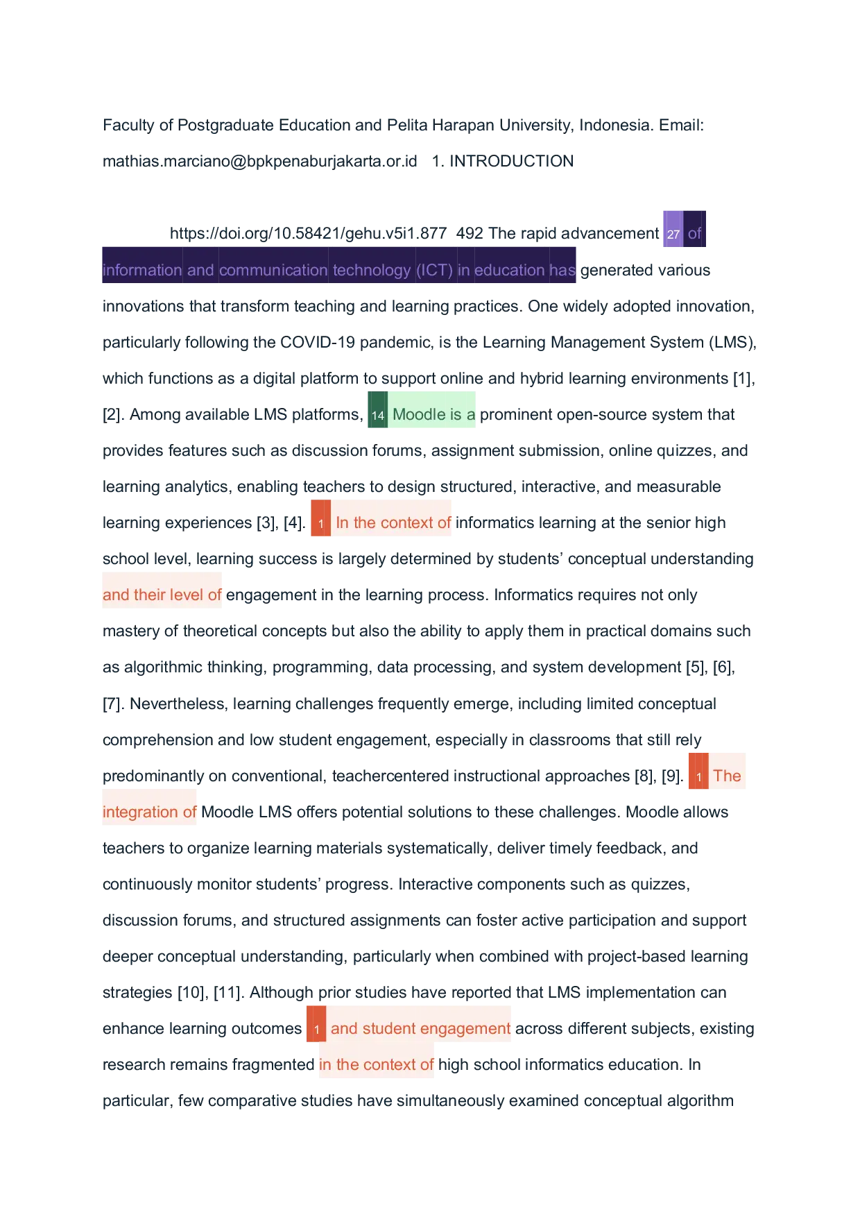 JURIS The Effect of Using LMS Moodle on Improving Students Understanding of Algorithms C Programming and Active Involvement in Informatics Learning at Senior High School X in Bekasi City A Comparative