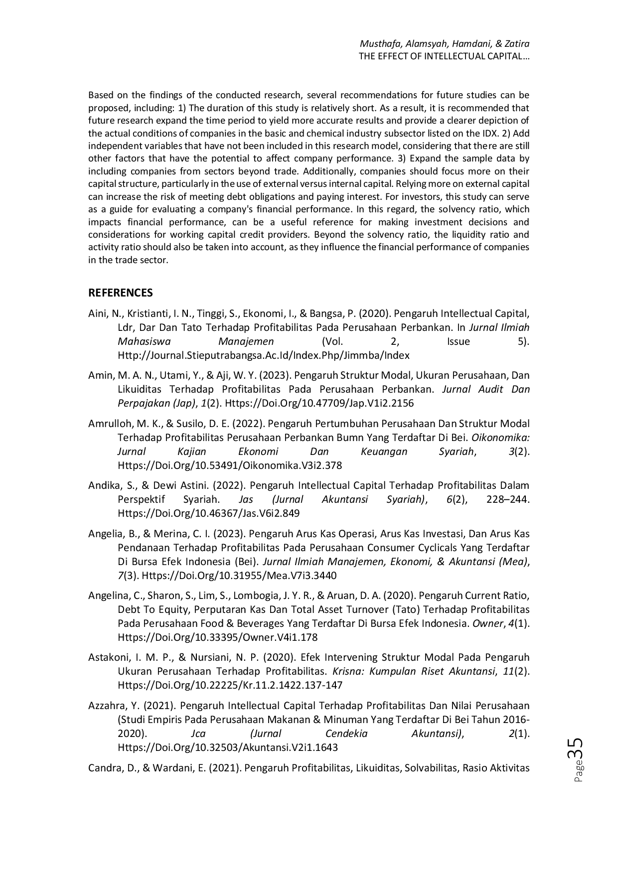 juris The Effect of Intellectual Capital Capital Structure Activity Ratio on Profitability with Operating Cash Flow Moderation