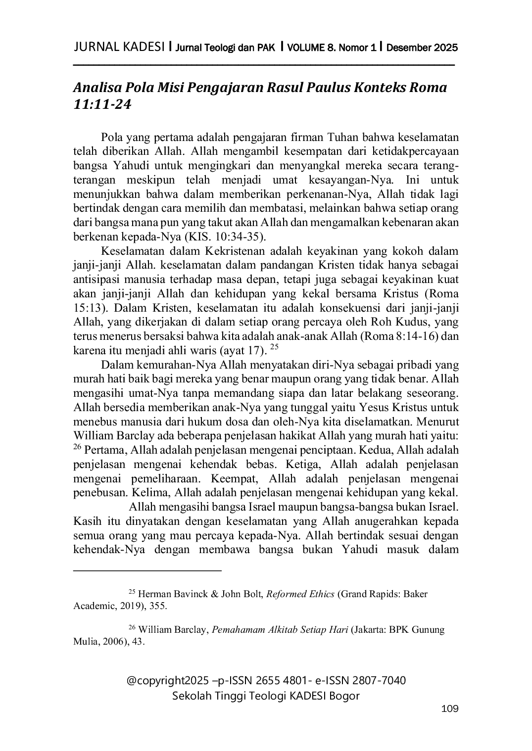 JURIS Implementasi Pola Misi Pengajaran Rasul Paulus Berdasarkan Roma 11 11 24