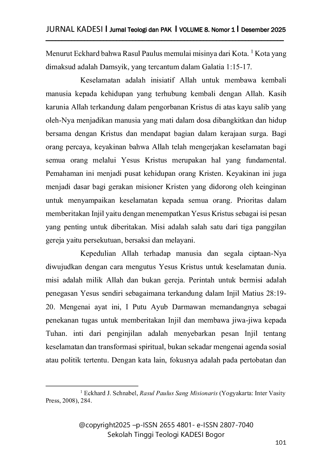 JURIS Implementasi Pola Misi Pengajaran Rasul Paulus Berdasarkan Roma 11 11 24