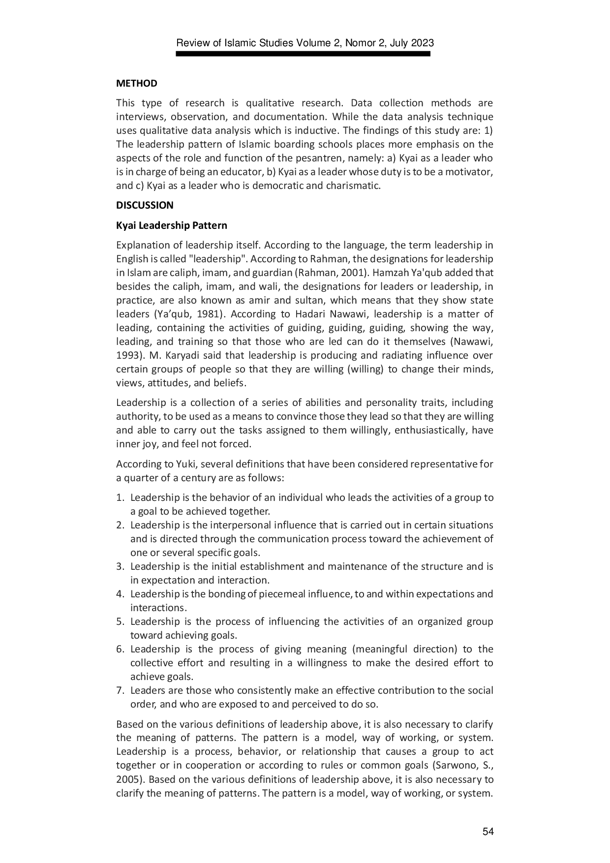 JURIS Establishment of Santri Morality as a Role Nationality in Leadership Kiai Pondok Islamic Boarding School
