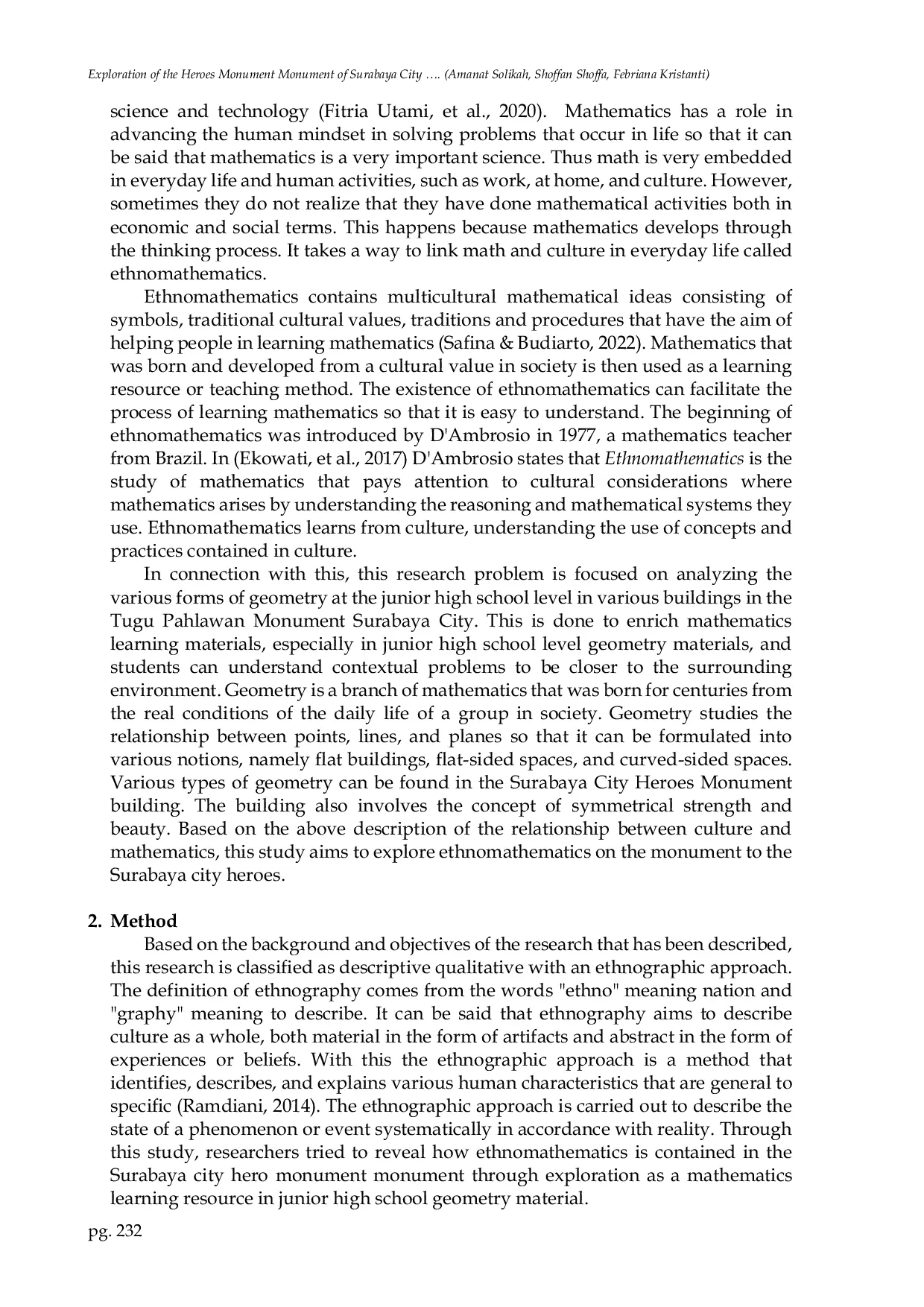 JURIS Exploration of the Heroes Monument Monument of Surabaya City Based on Ethnomathematics as a Learning Resource for Junior High School Geometry