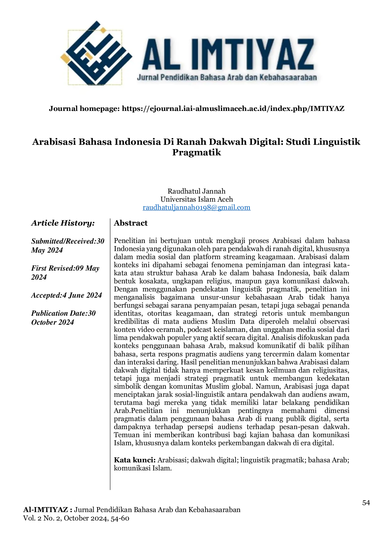 JURIS Arabisasi Bahasa Indonesia Di Ranah Dakwah Digital Studi Linguistik Pragmatik