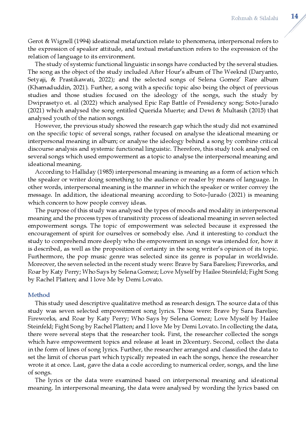 juris Empowerment in Seven Selected American Songs