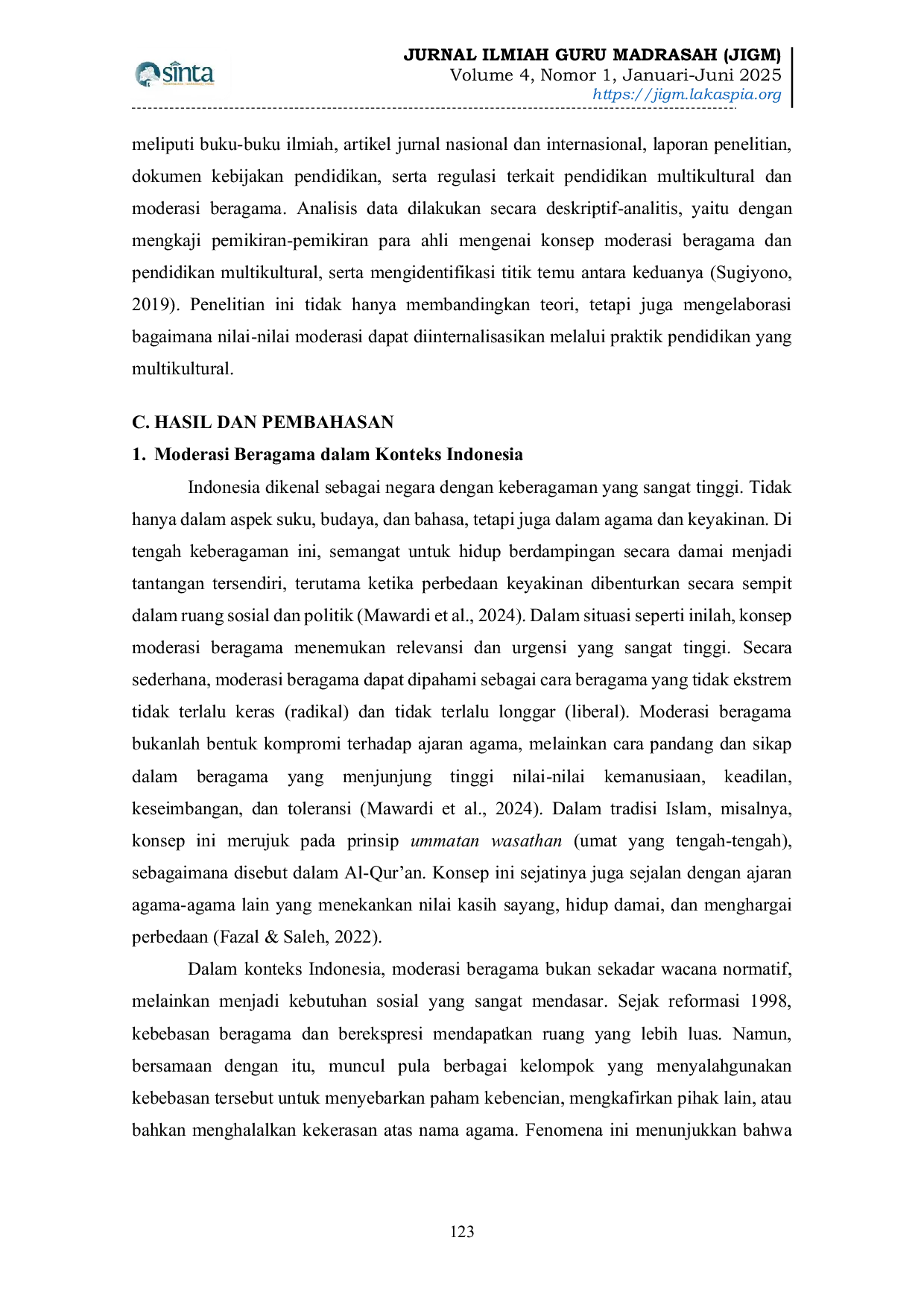 JURIS Strategi Penguatan Nilai Nilai Moderasi Beragama melalui Pendidikan Multikultural