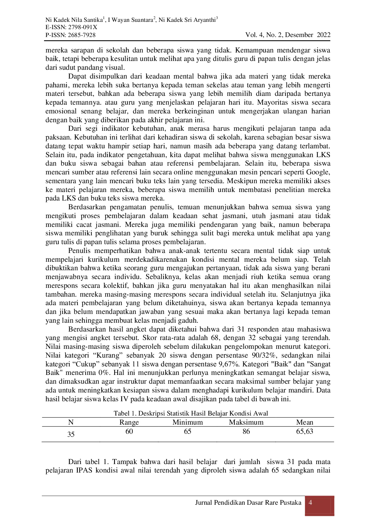 JURIS Analisis Kesiapan Belajar Siswa Kelas IV Dengan Kurikulum Merdeka