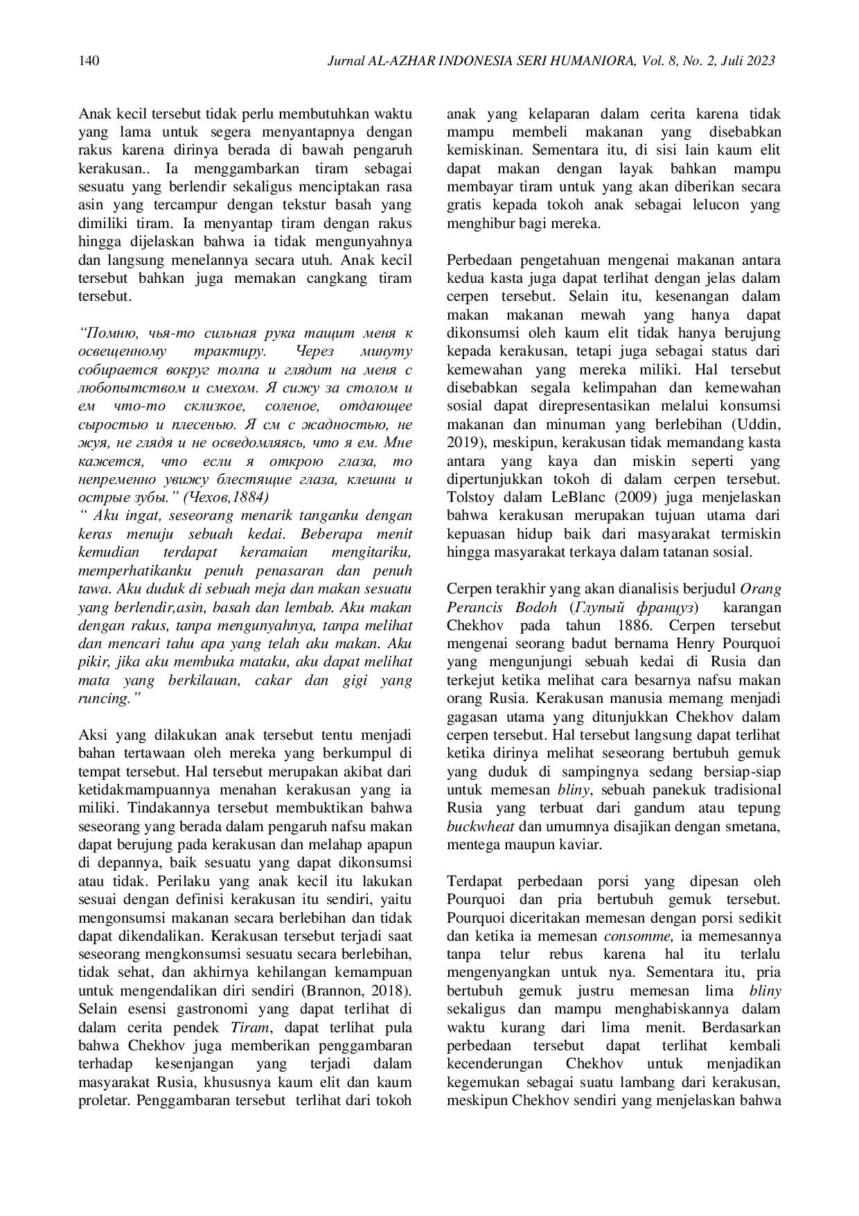 JURIS Gastronomi dalam Tiga Cerita Pendek Rusia