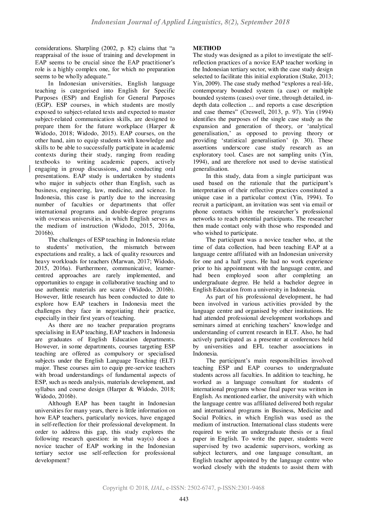 JURIS Exploring novice EAP teacher s self reflection as a platform for professional development