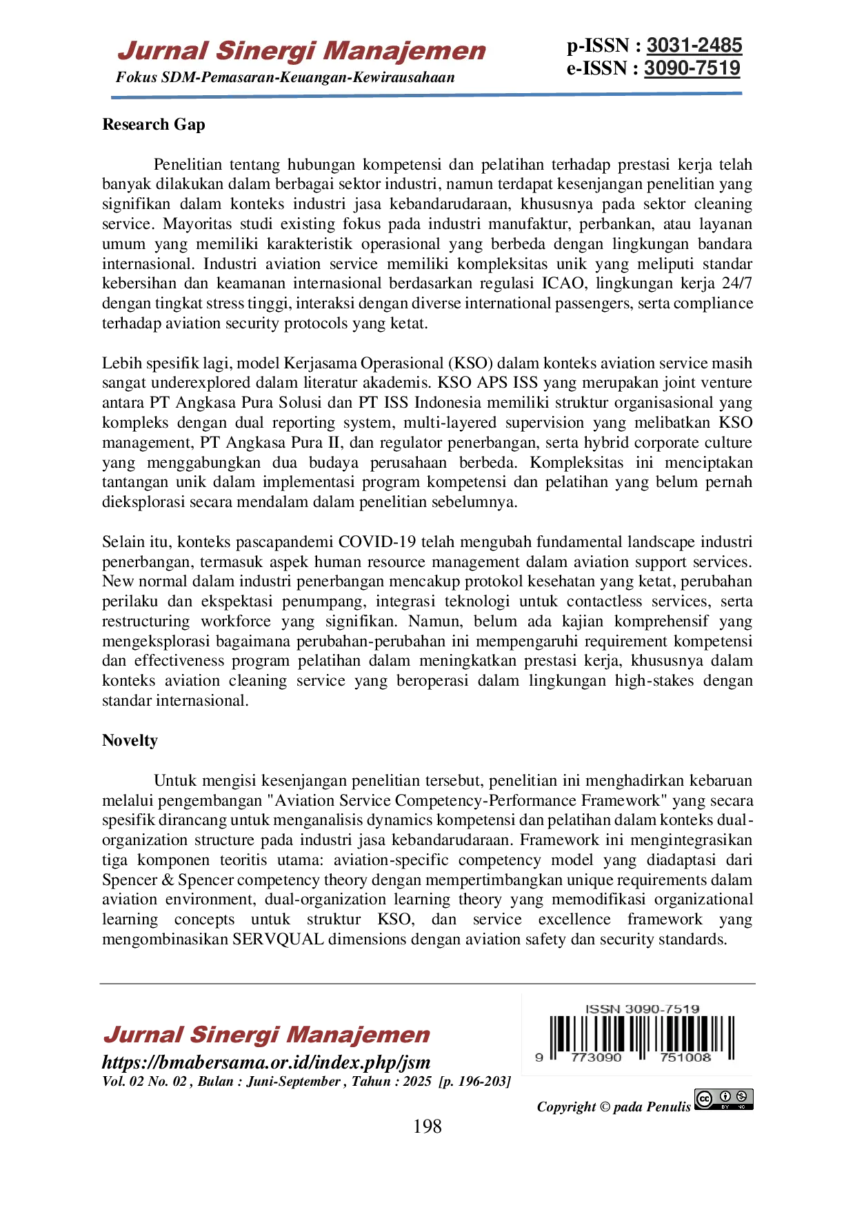 JURIS Pengaruh Kompetensi Dan Pelatihan Terhadap Prestasi Kerja Karyawan Pada Divisi Operasional Cleaning Service KSO APS ISS Terminal 1 Cabang Bandara Soekarno Hatta