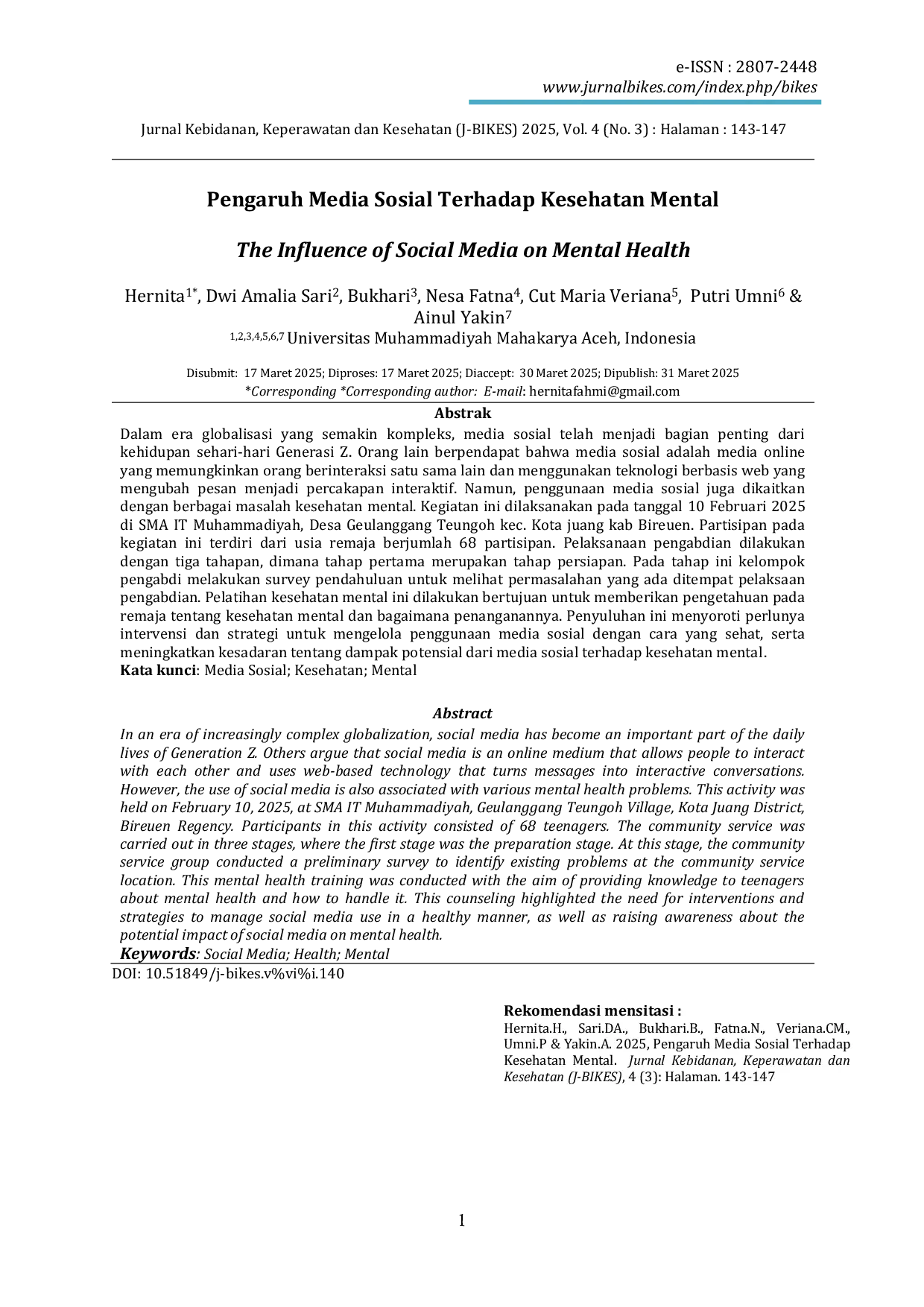 JURIS Pengaruh Media Sosial Terhadap Kesehatan Mental