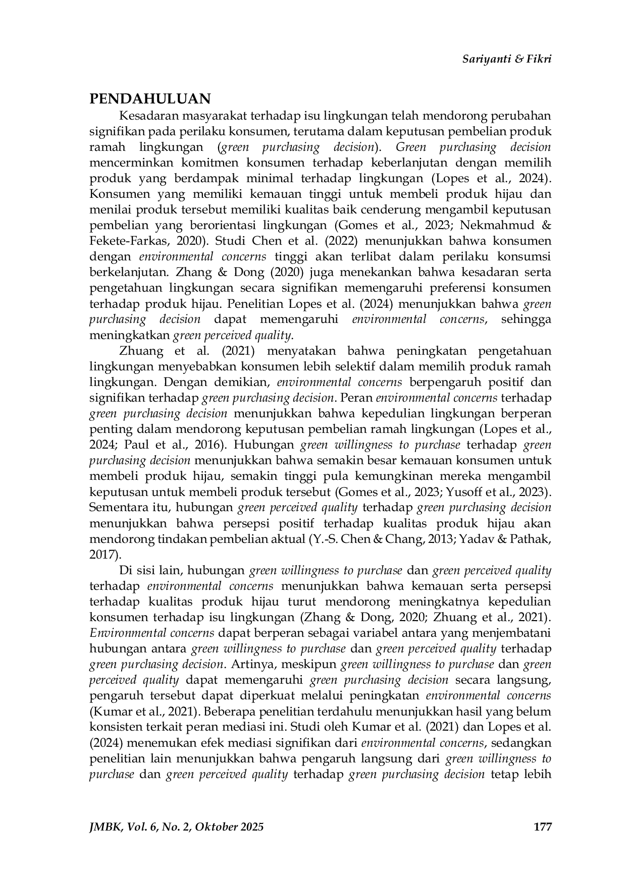 JURIS Green Purchasing Decision Peran Green Willingness to Purchase Green Perceived Quality dan Environmental Concerns