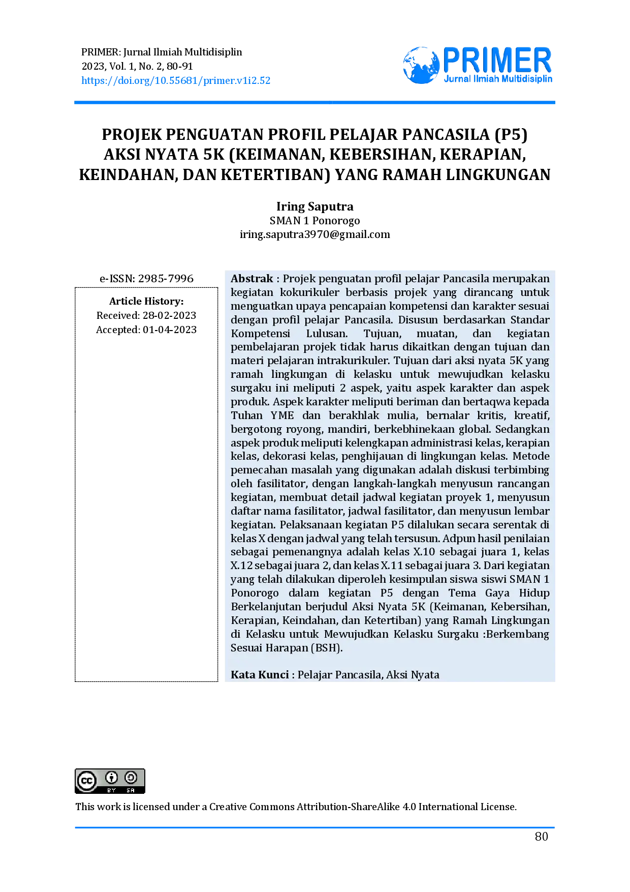 juris Projek Penguatan Profil Pelajar Pancasila P5 Aksi Nyata 5K Keimanan Kebersihan Kerapian Keindahan Dan Ketertiban Yang Ramah Lingkungan Di Kelasku Untuk Mewujudkan Kelasku Surgaku