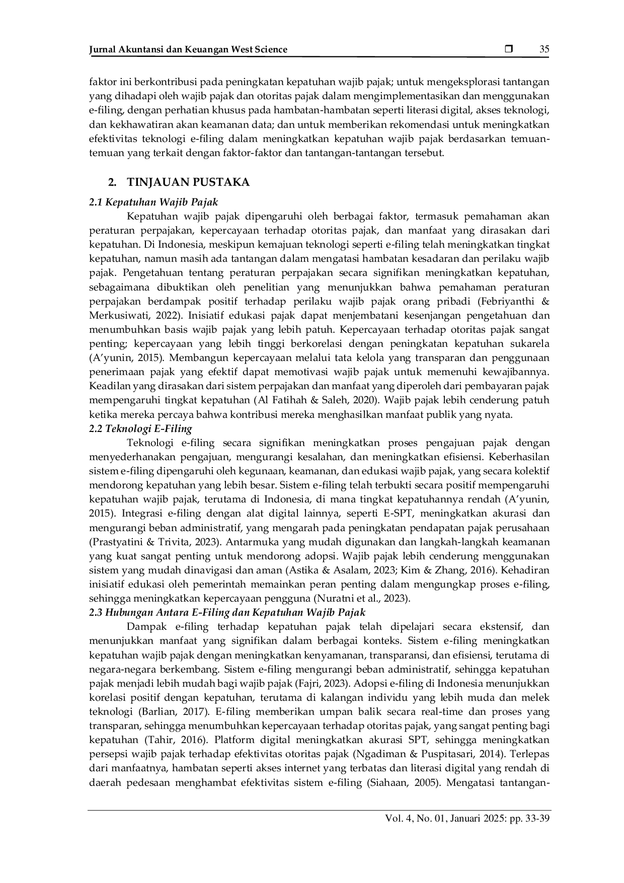 JURIS Pengaruh Teknologi E Filing terhadap Tingkat Kepatuhan Wajib Pajak di Era Digital