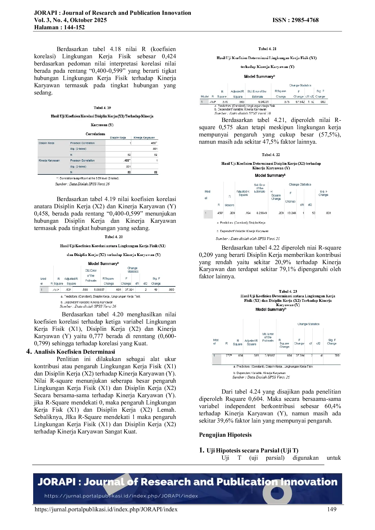 JURIS Pengaruh Lingkungan Kerja Fisik Dan Disiplin Kerja Terhadap Kinerja Karyawan Pada Pt Bpr Nbp 12 Tangerang Selatan