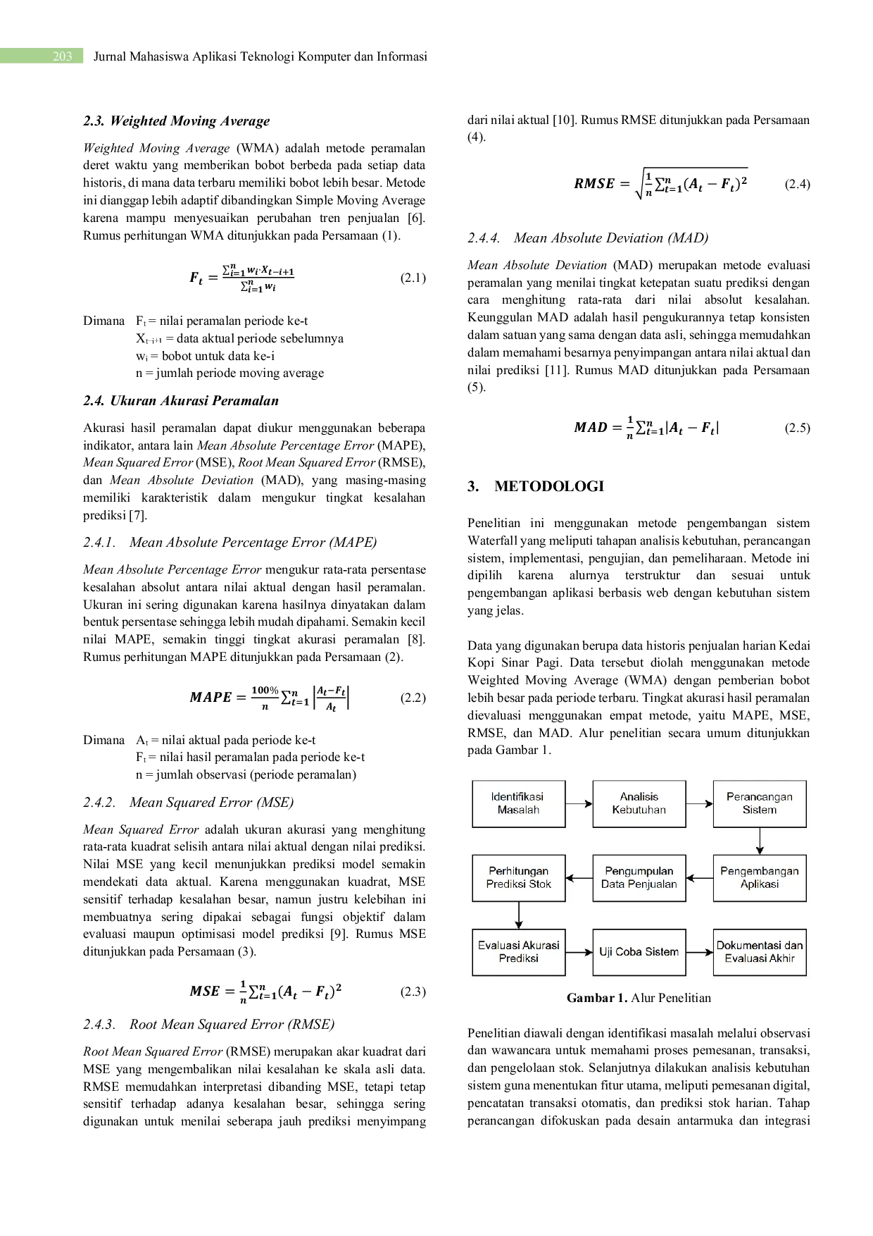 JURIS Penerapan Wma Untuk Peramalan Stok Bahan Baku Kedai Kopi Berbasis Web