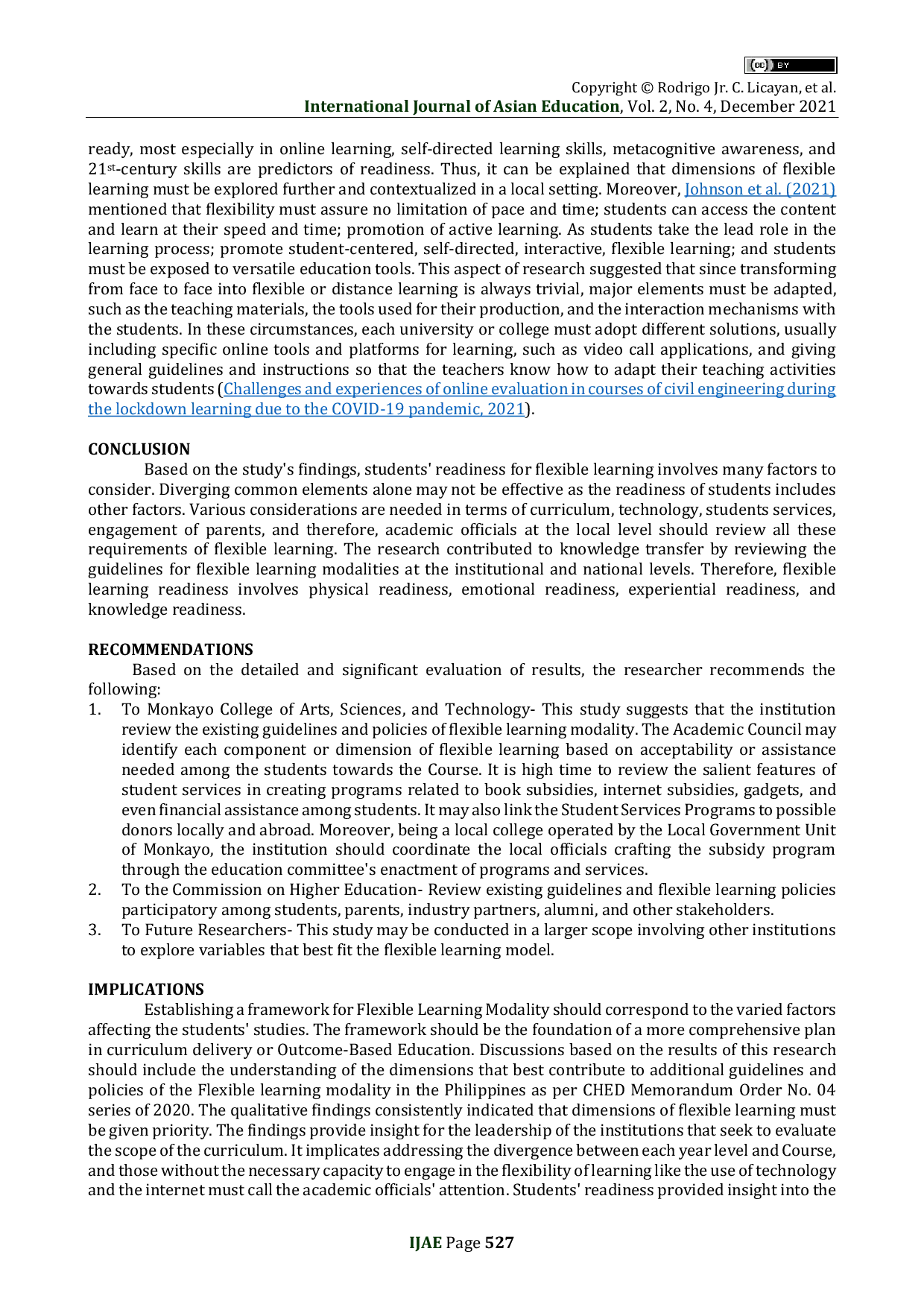 JURIS Readiness of Students in Flexible Learning Modality A Convergent Parallel Mixed Methods Study