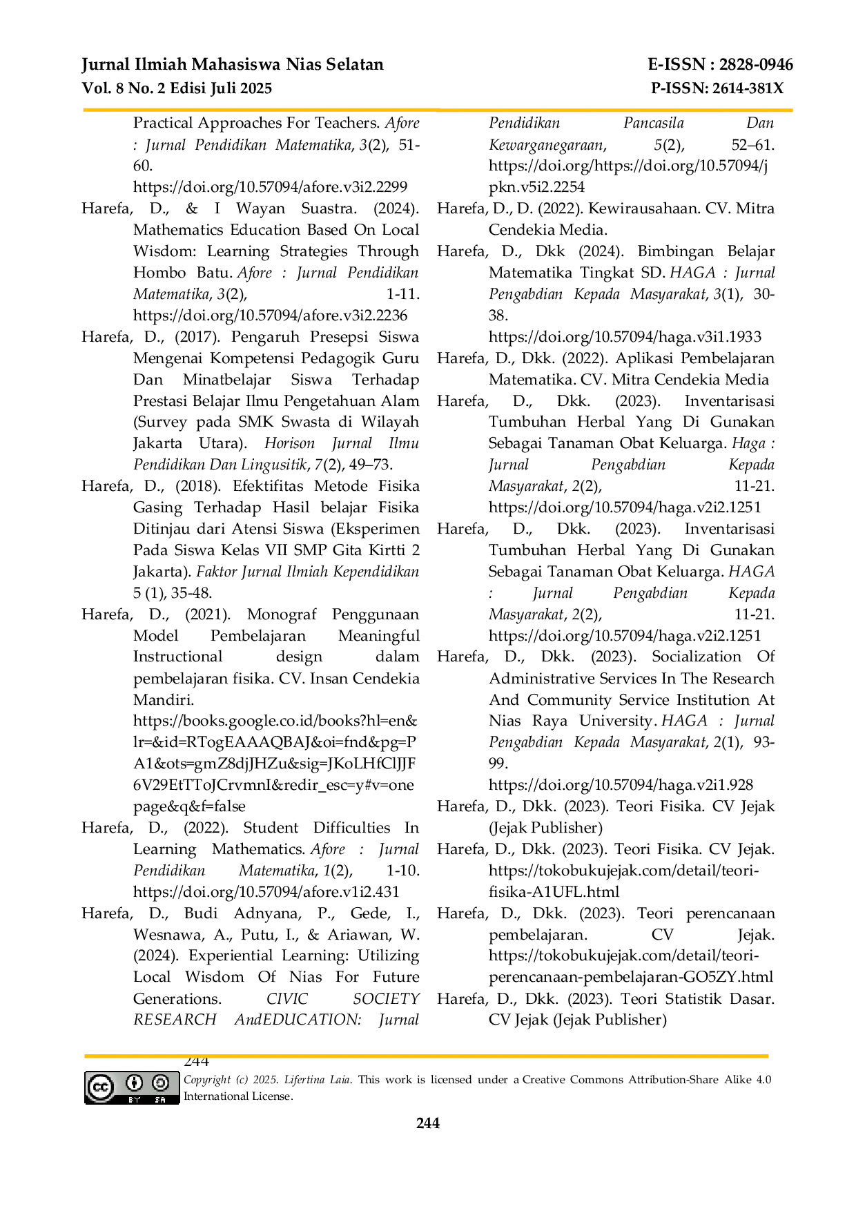 JURIS Pengaruh Fasilitas Kerja Terhadap Kinerja Pegawai Di Uptd Puskesmas Mazo Kabupaten Nias Selatan