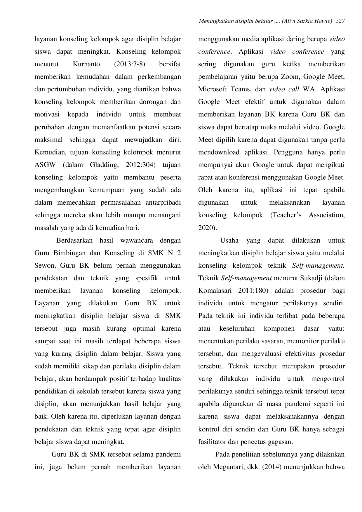 JURIS Teknik Self Management Untuk Meningkatkan Disiplin Belajar Siswa Di Smk N 2 Sewon