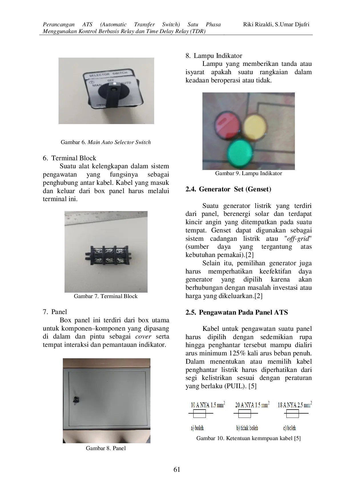 JURIS Perancangan ATS Automatic Transfer Switch Satu Phasa Menggunakan Kontrol Berbasis Relay Dan Time Delay Relay Tdr