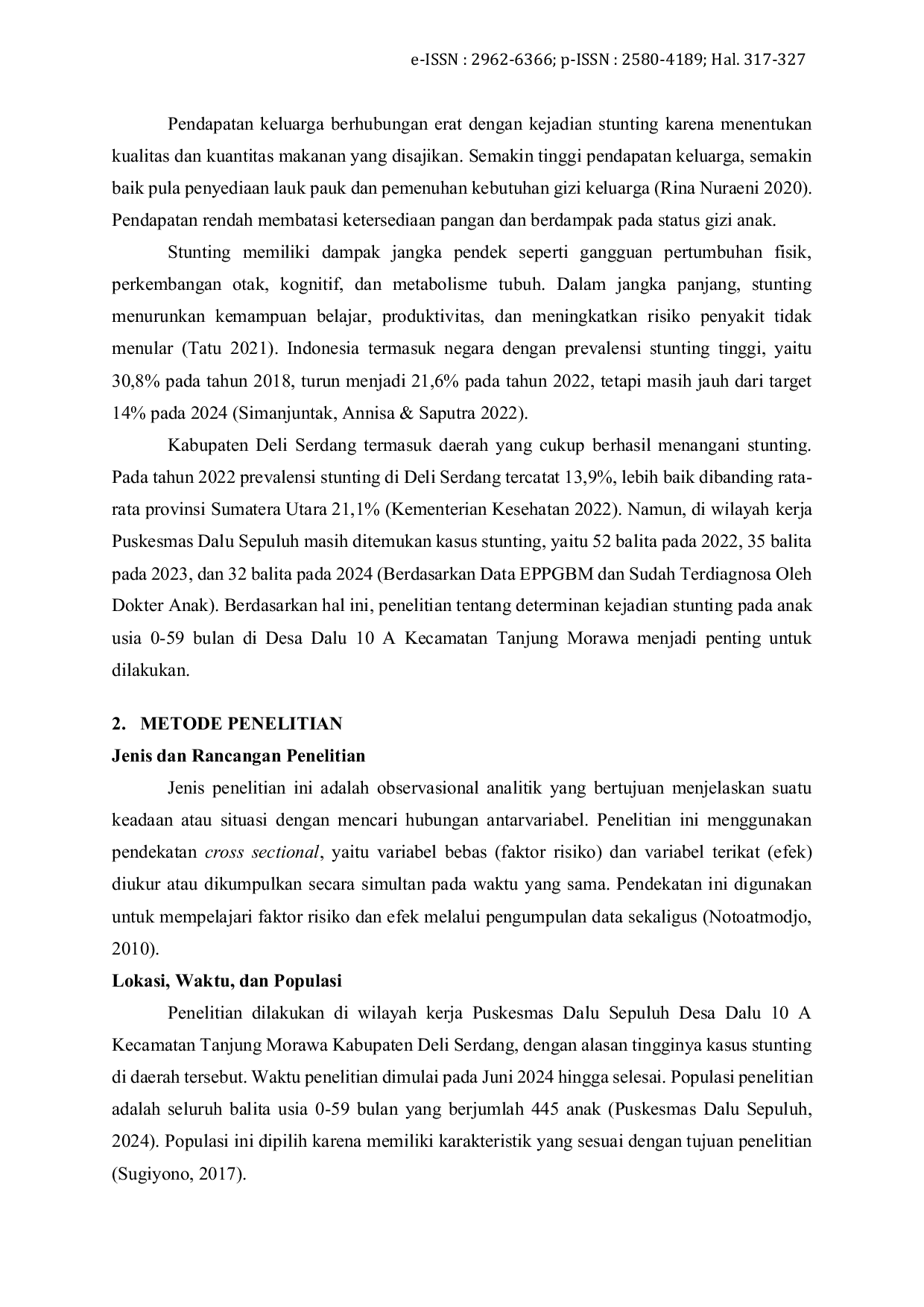 JURIS Determinan Kejadian Stunting pada Anak Usia 0 59 Bulan di Wilayah Kerja Puskesmas Dalu Sepuluh Desa Dalu 10 A Kecamatan Tanjung Morawa Kabupaten Deli Serdang