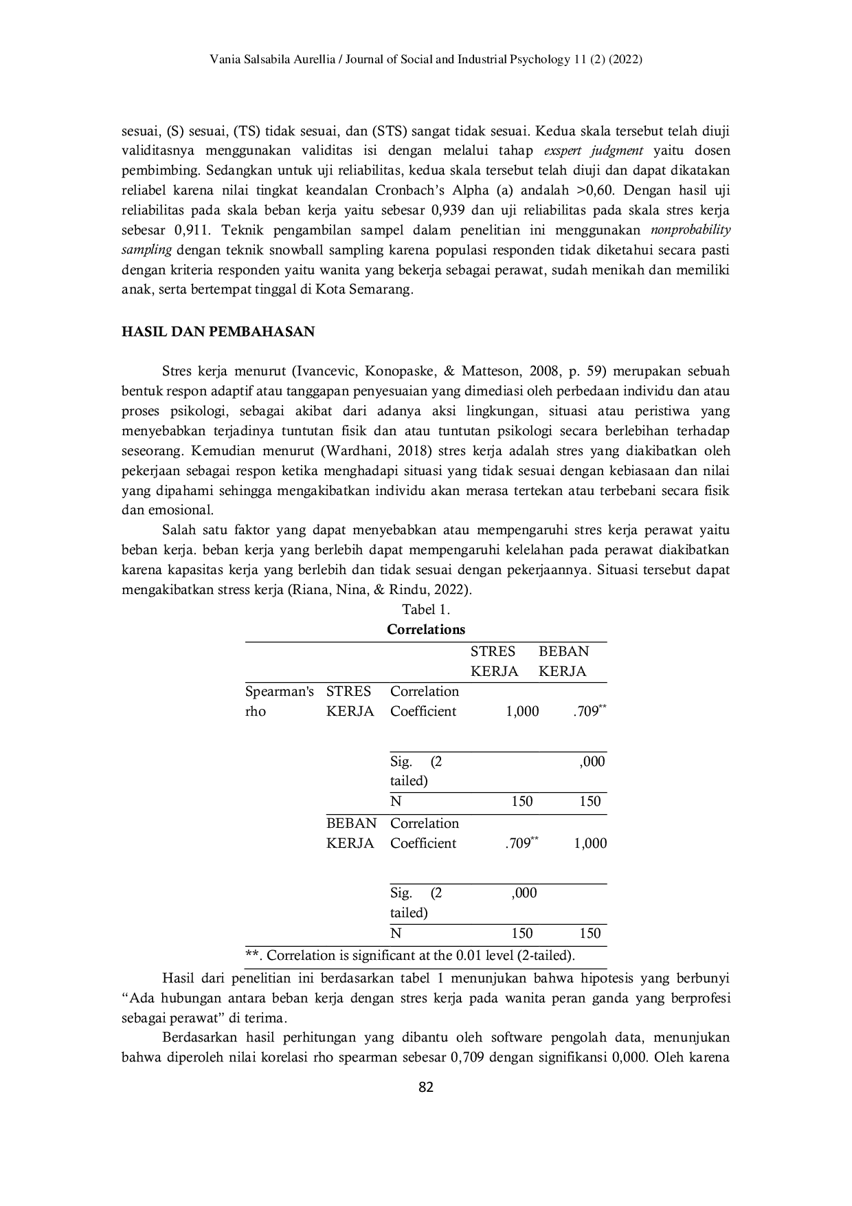 JURIS Hubungan Beban Kerja dengan Stres Kerja Pada Wanita Peran Ganda yang Berprofesi Sebagai Perawat