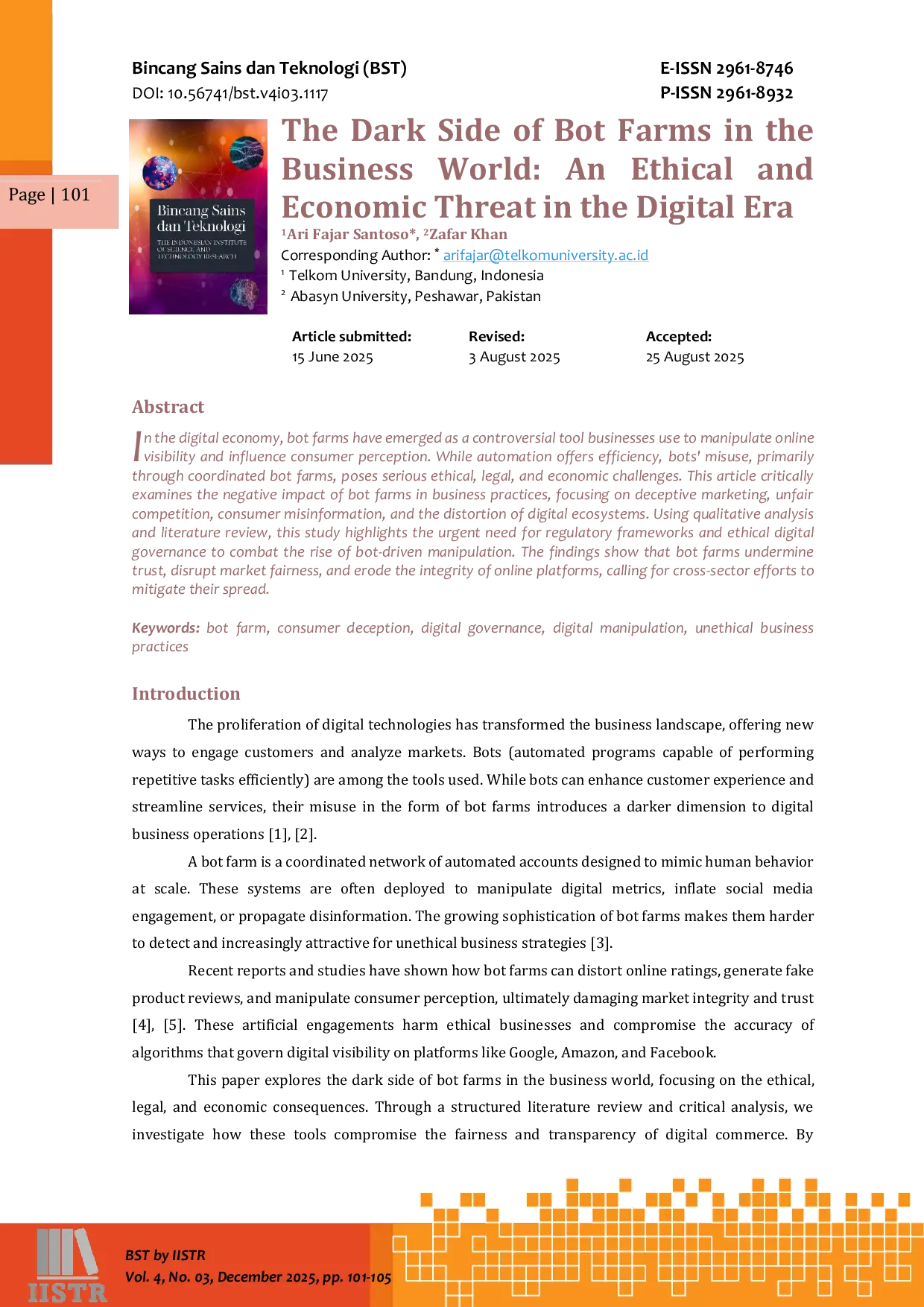 JURIS The Dark Side of Bot Farms in the Business World An Ethical and Economic Threat in the Digital Era