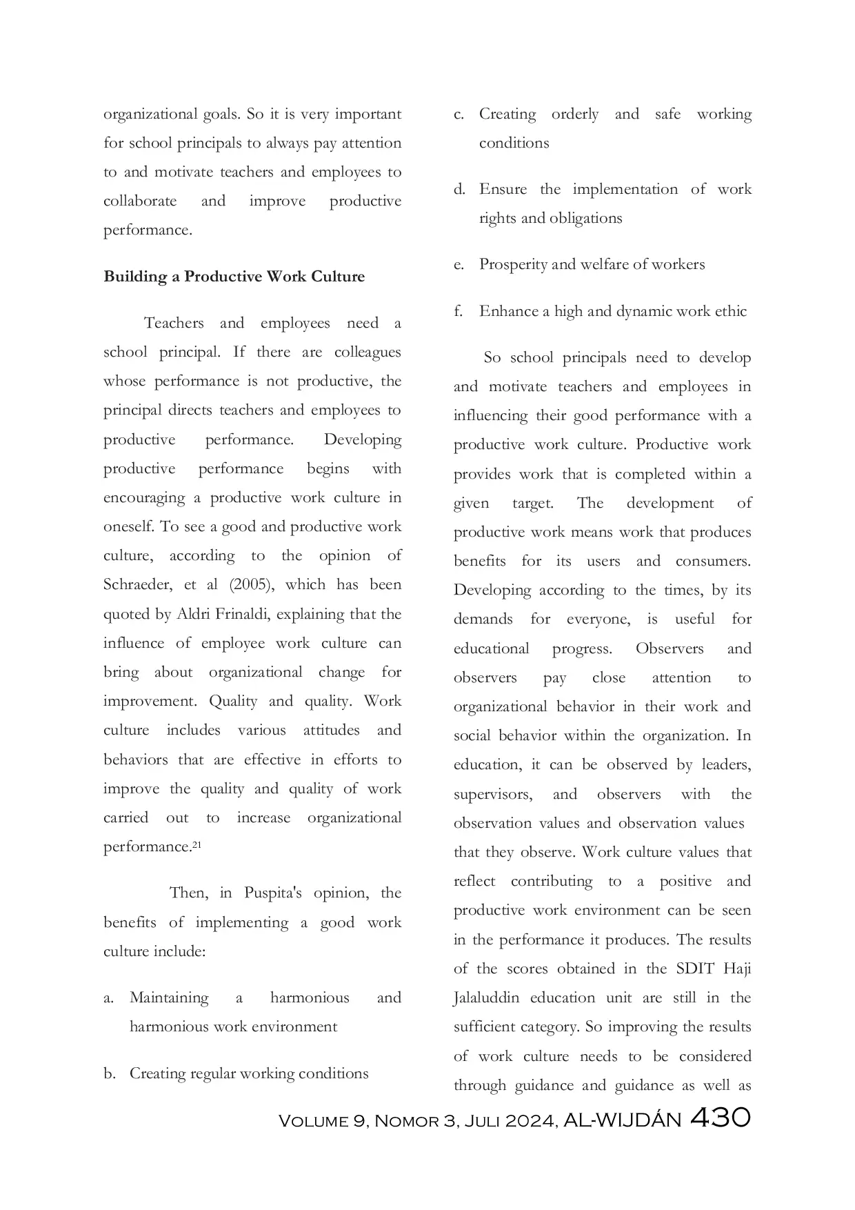 JURIS Organization Design And Behavior In Forming A Productive Work Culture At SDIT Haji Jalaluddin