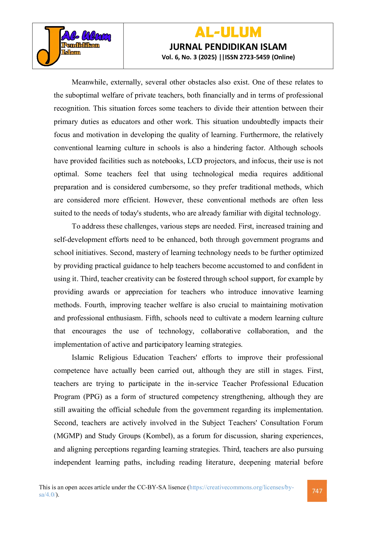 JURIS Professional Competence of Teachers in the Islamic Religious Education Learning Process