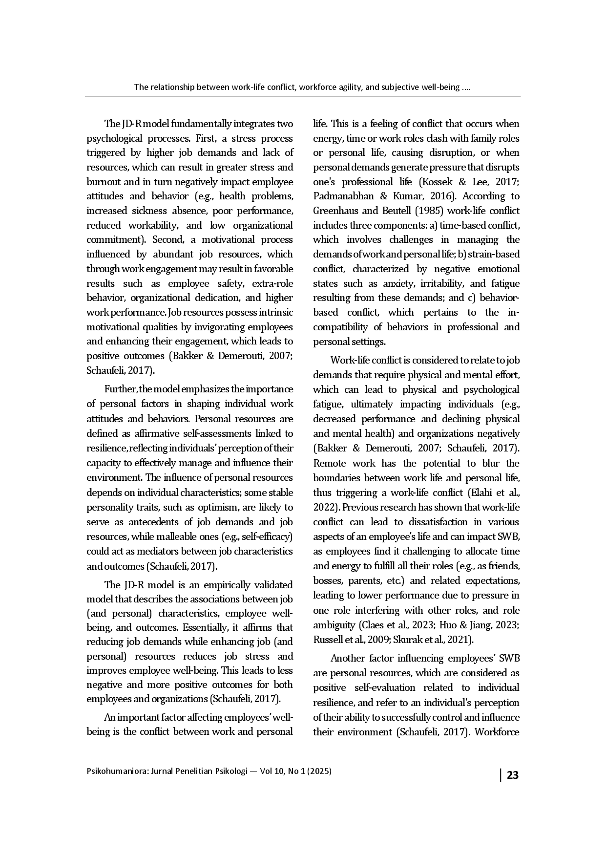 juris The relationship between work life conflict workforce agility and subjective well being among remote employees The underlying mechanism of job stress