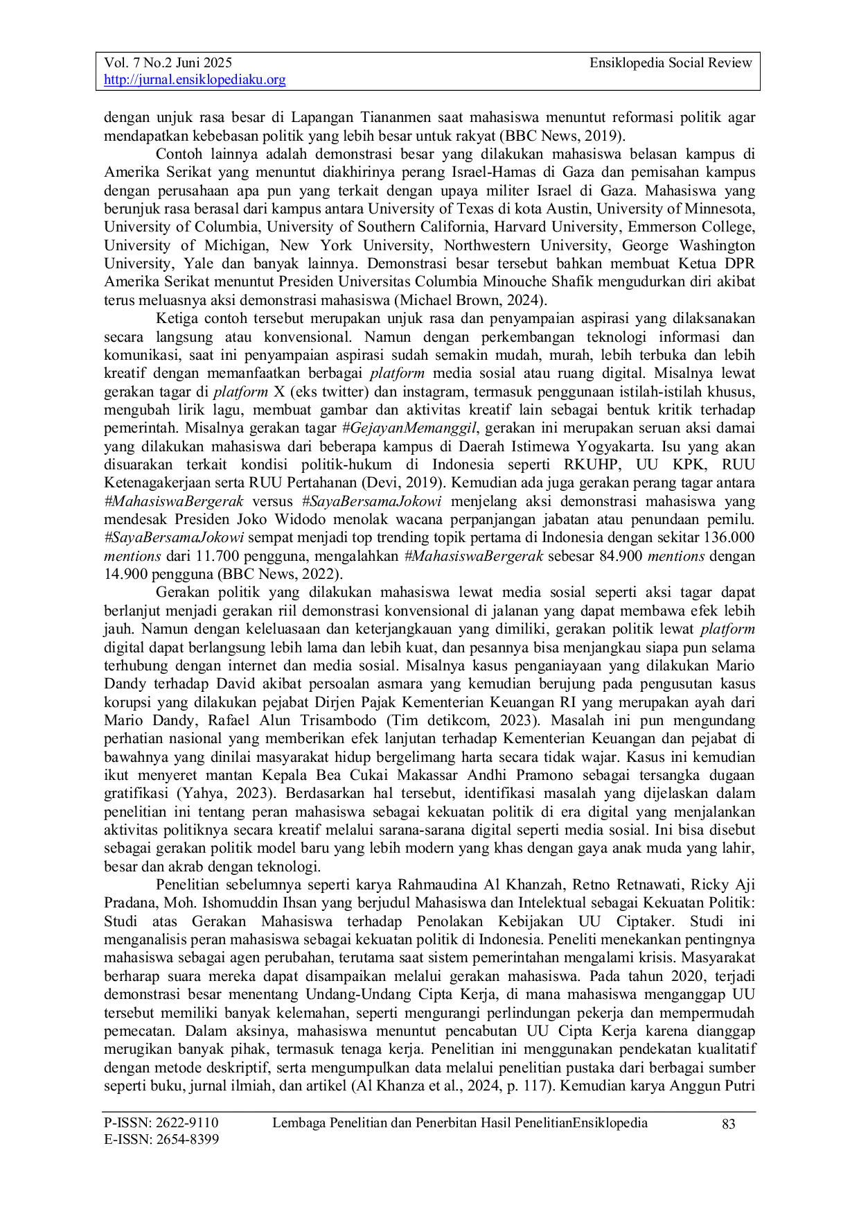 JURIS Mahasiswa Sebagai Kekuatan Politik Di Era Digital