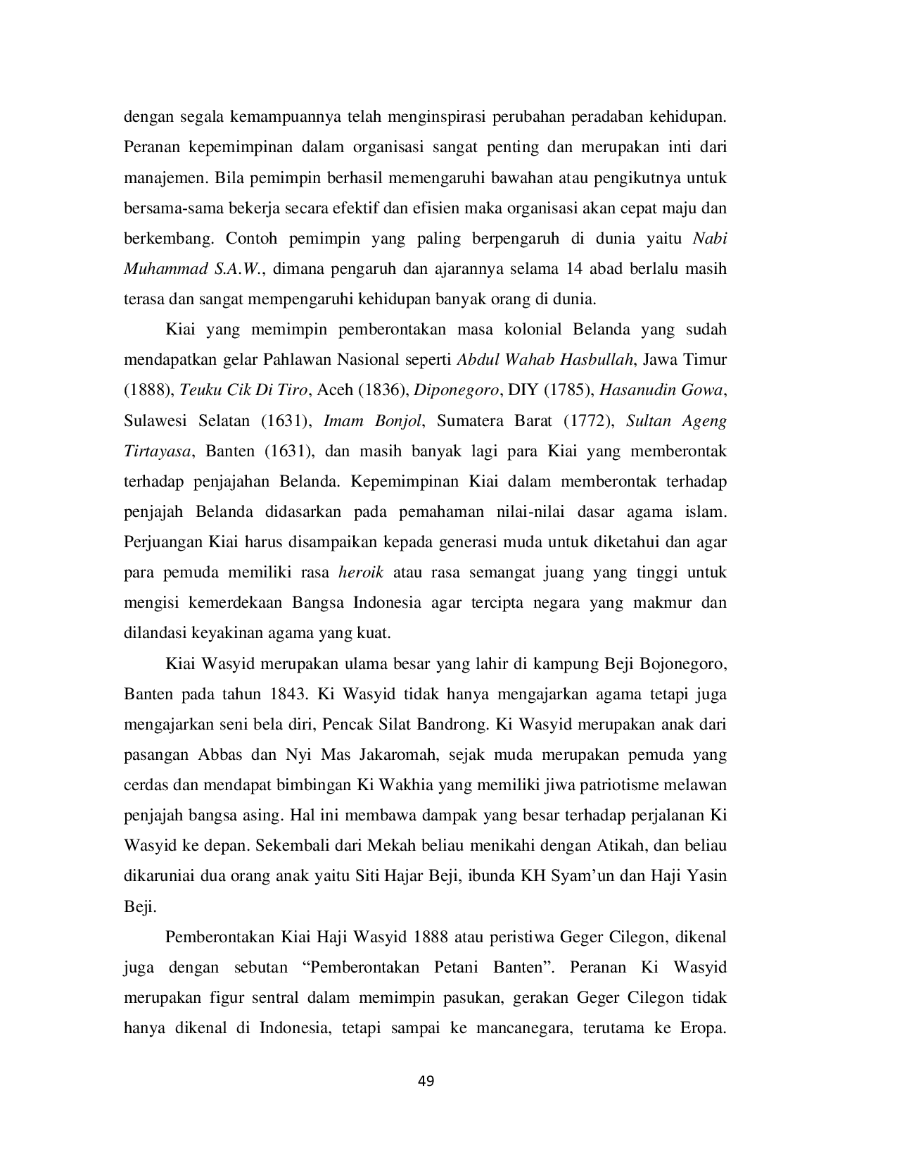 JURIS Kepemimpinan Kiai Wasyid dalam Memimpin Pemberontakan Geger Cilegon 1888