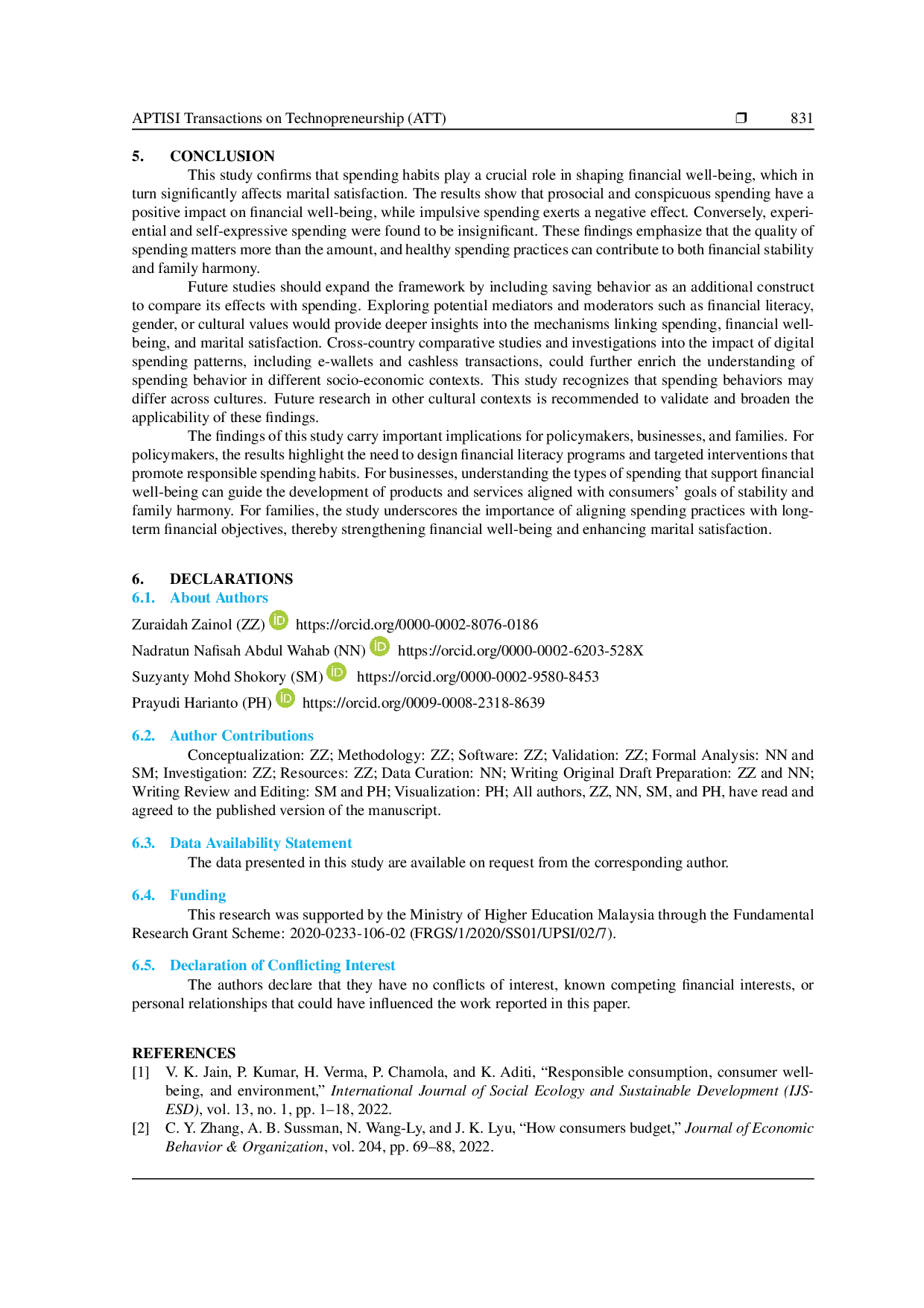 JURIS Healthy Spending Habits as Drivers of Technopreneurial and Financial Outcomes
