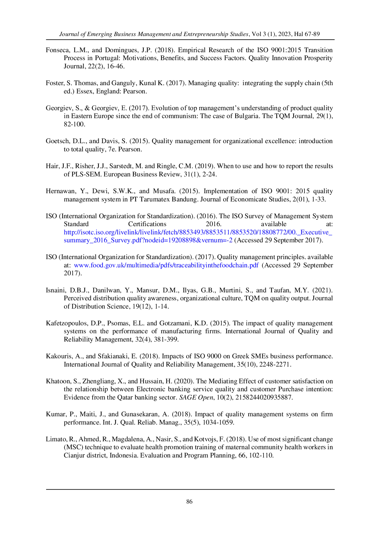 JURIS Provocation Through ISO 9001 Certification What is the Most Significant to Output Quality Quality Awareness or Procedure Documentation