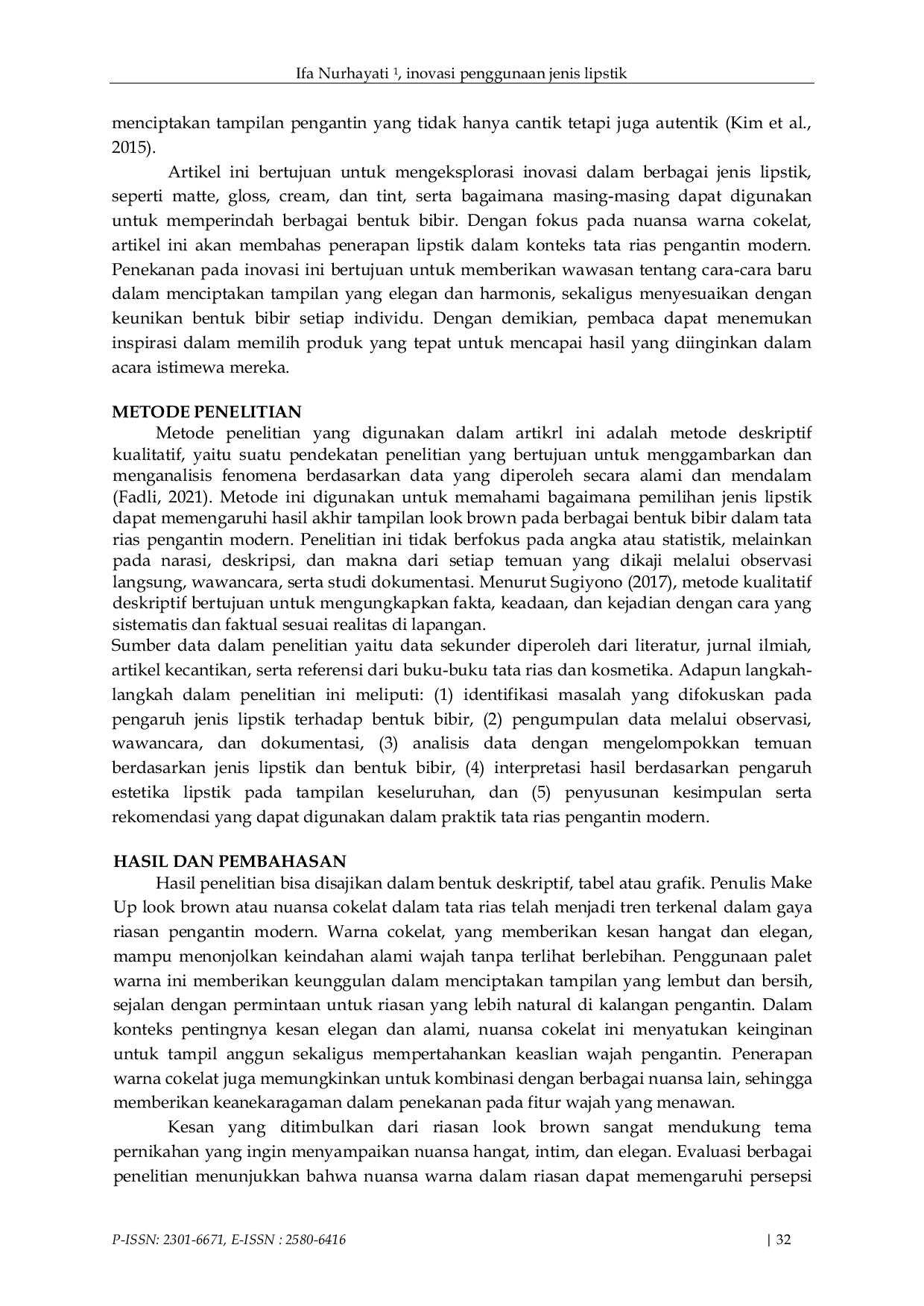 JURIS Inovasi Penggunaan Jenis Lipstik Terhadap Hasil Riasan Look Brown Untuk Macam Macam Bentuk Bibir Pada Tata Rias Pengantin Modern