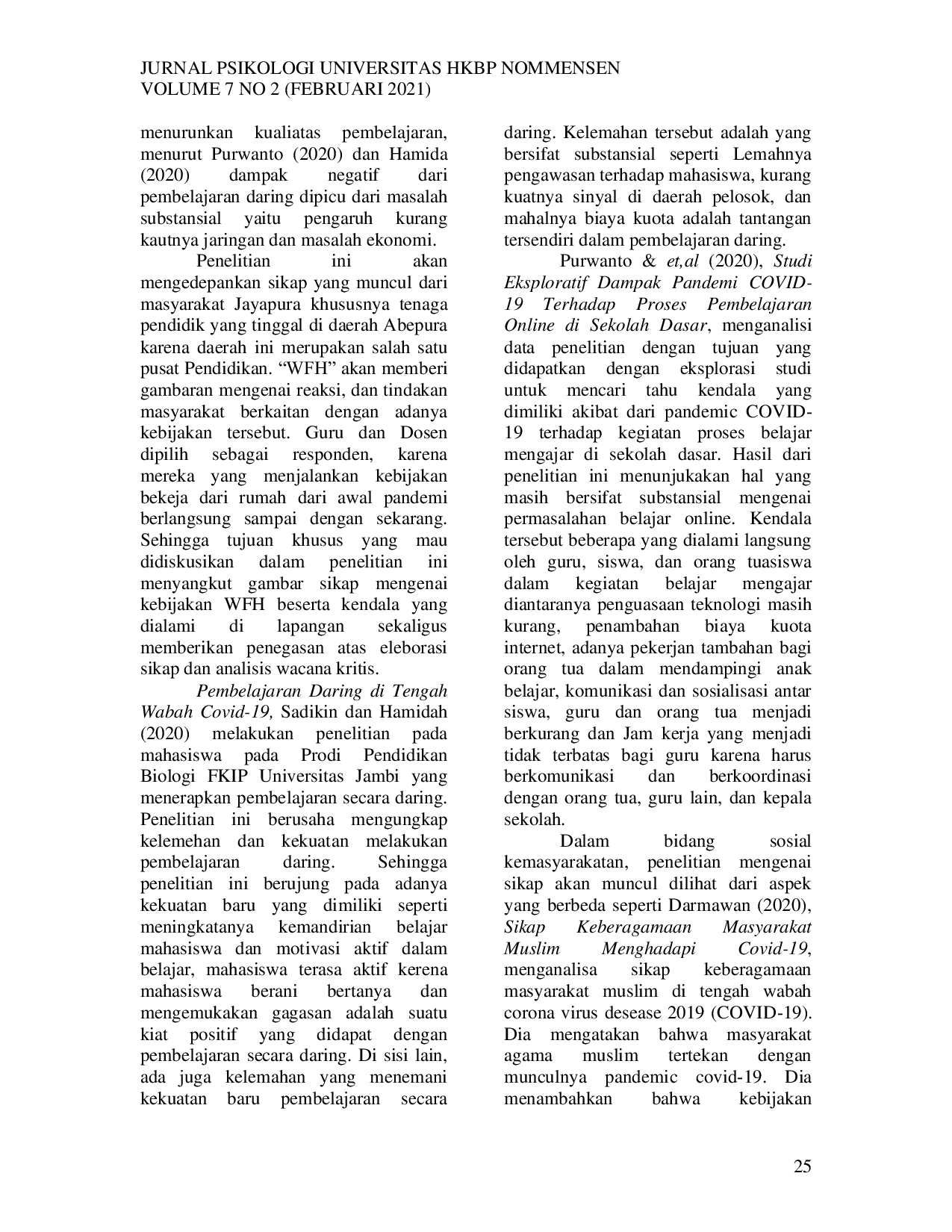 JURIS Teachers Attitude In Conducting Wfh Policy In Jayapura City