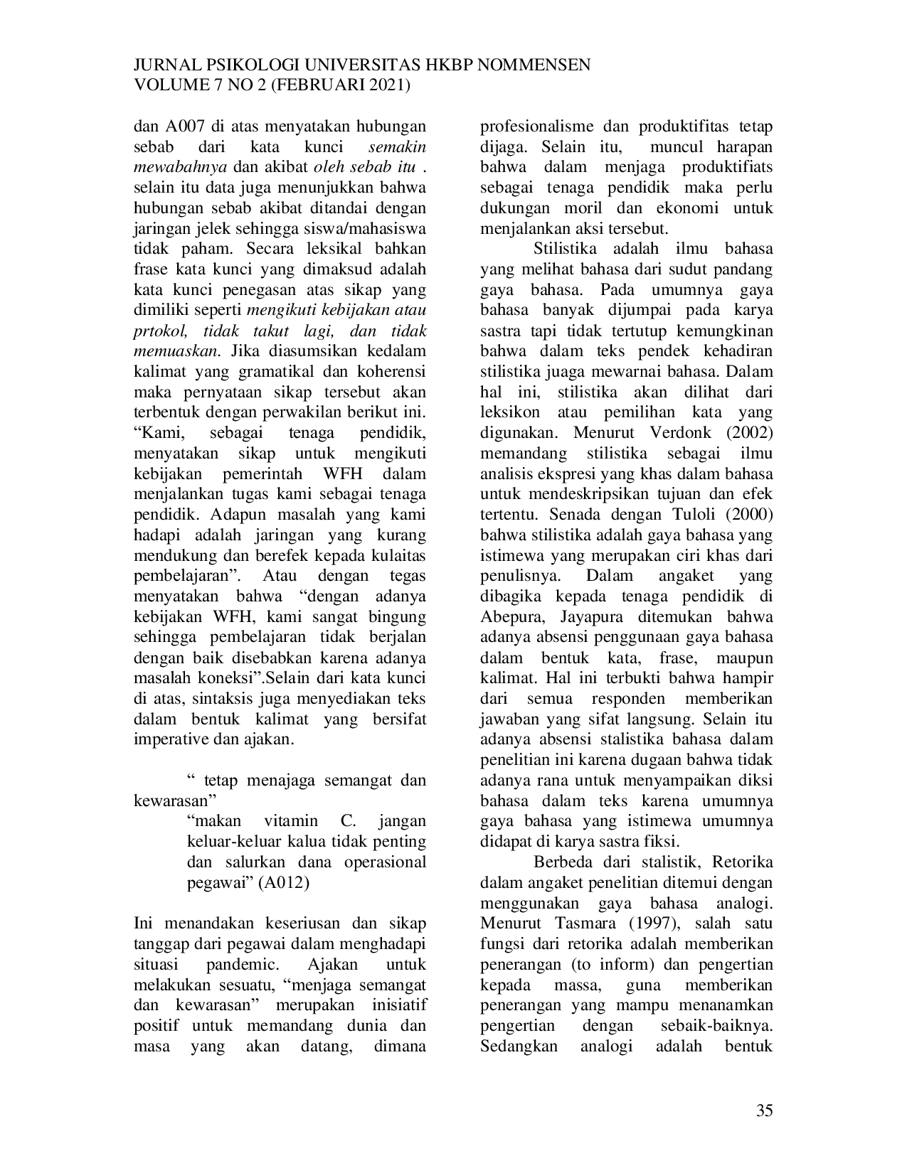 JURIS Teachers Attitude In Conducting Wfh Policy In Jayapura City