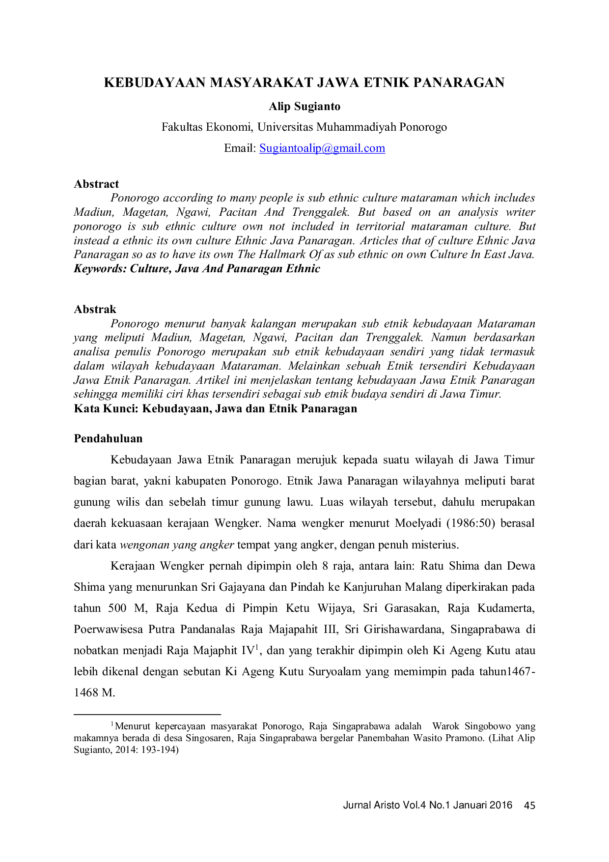 JURIS Kebudayaan Masyarakat Jawa Etnik Panaragan