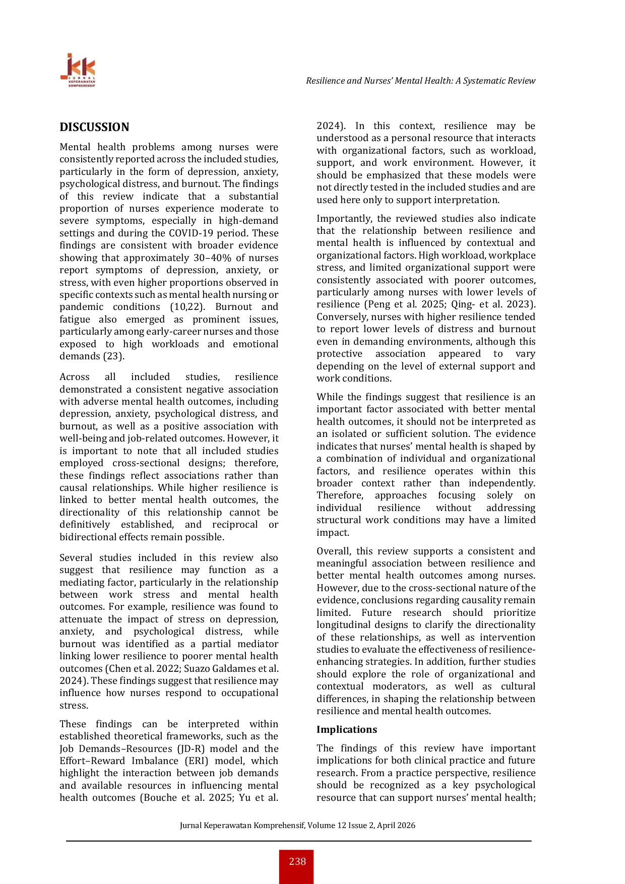 JURIS The Relationship Between Resilience and Nurses Mental Health A Systematic Review