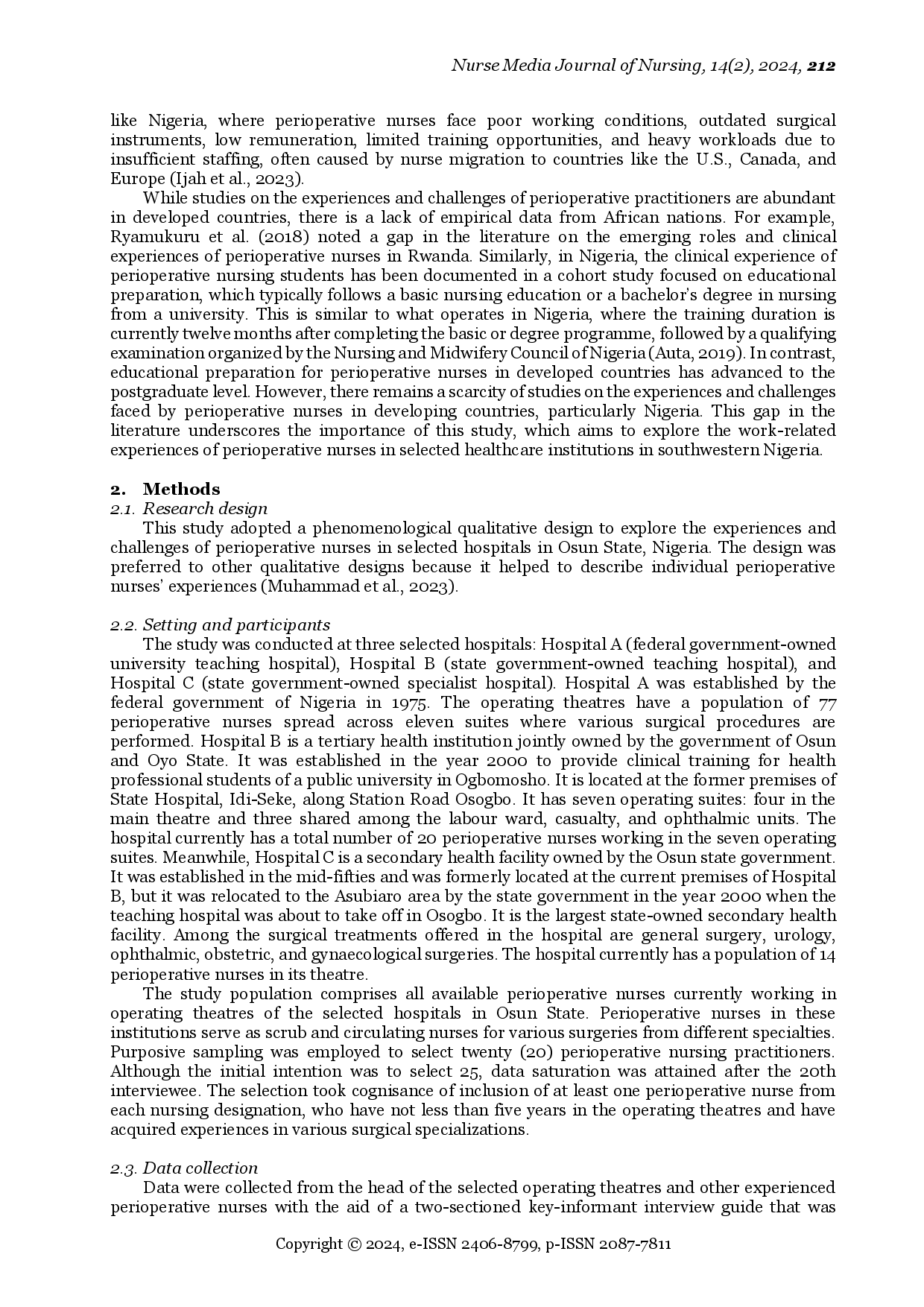 juris Work related Experiences and Challenges of Perioperative Nurses in Southwestern Nigeria