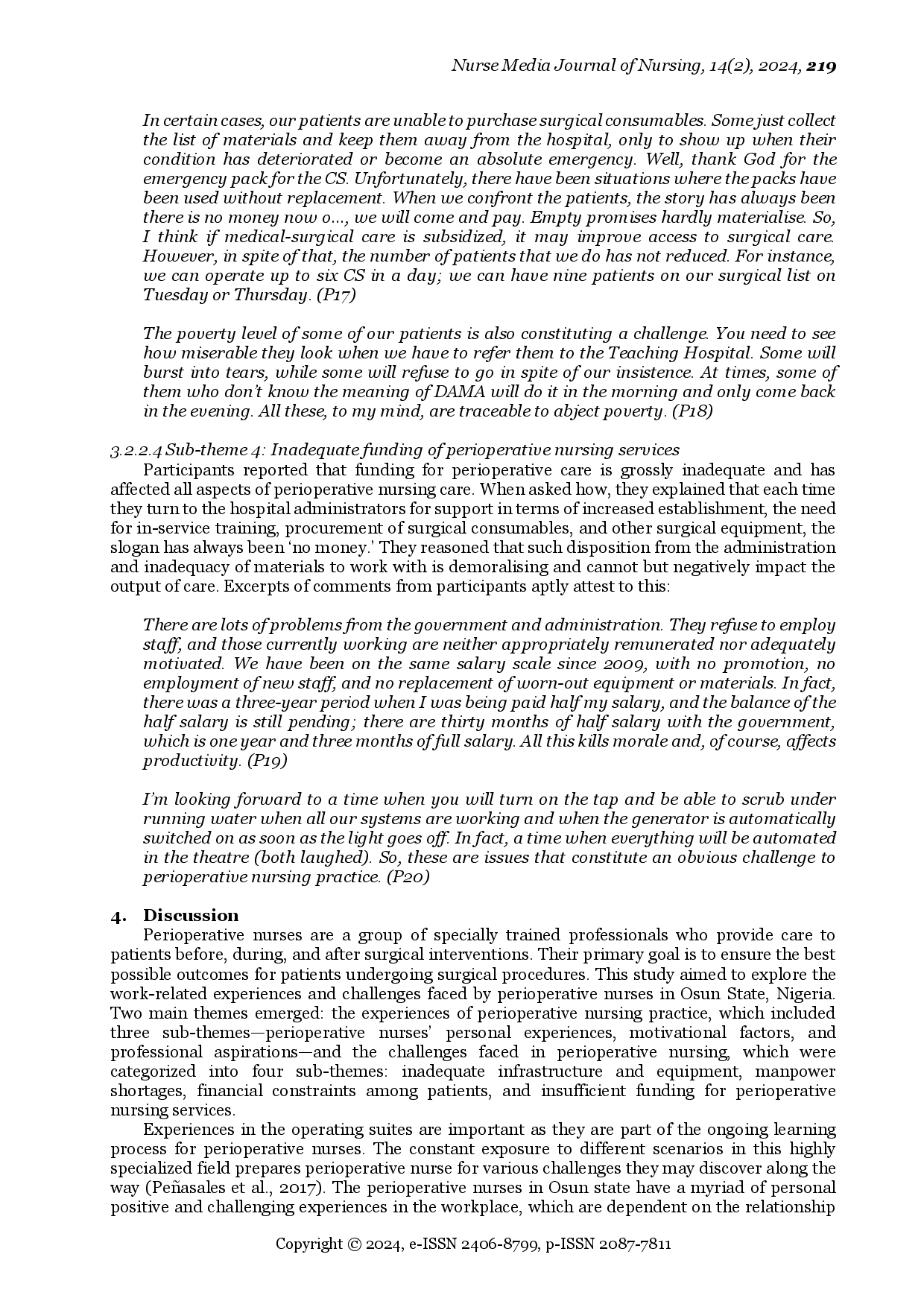 juris Work related Experiences and Challenges of Perioperative Nurses in Southwestern Nigeria