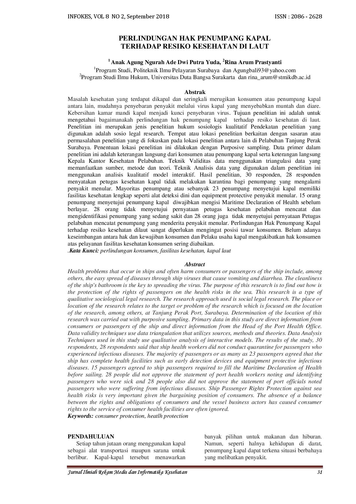 juris Perlindungan Hak Penumpang Kapal Terhadap Resiko Kesehatan Di Laut