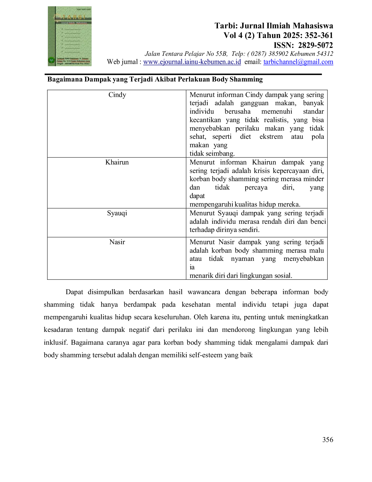 JURIS Penilaian Persepsi Diri Tentang Body Shamming Di Kalangan Mahasiswa Universitas Islam Negeri Sumatera Utara Fakultas Dakwah Dan Komunikasi Jurusan Bimbingan Penyuluhan Islam