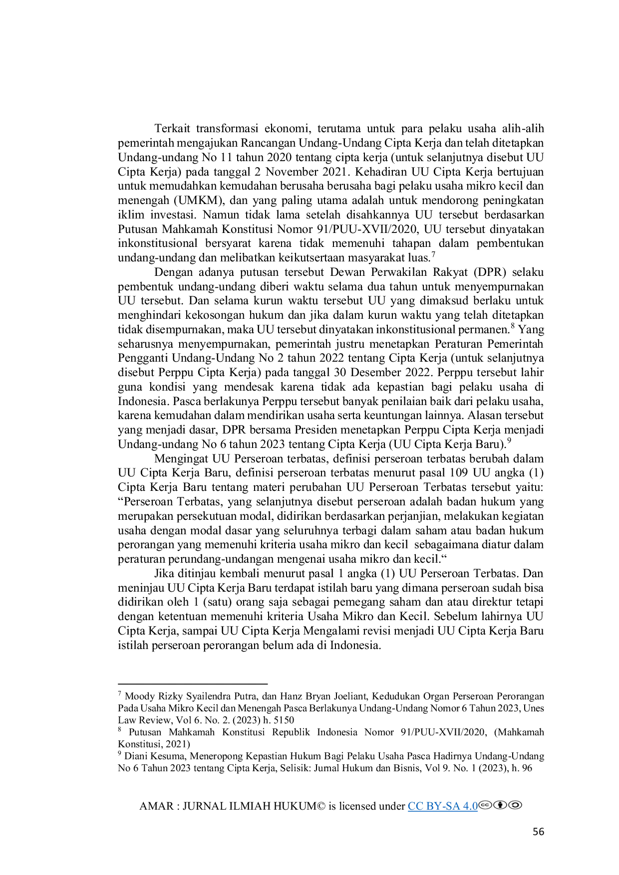 JURIS Analisis Yuridis Implementasi Perseroan Terbatas Perorangan Berdasarkan UU Cipta Kerja dan Regulasi Turunannya