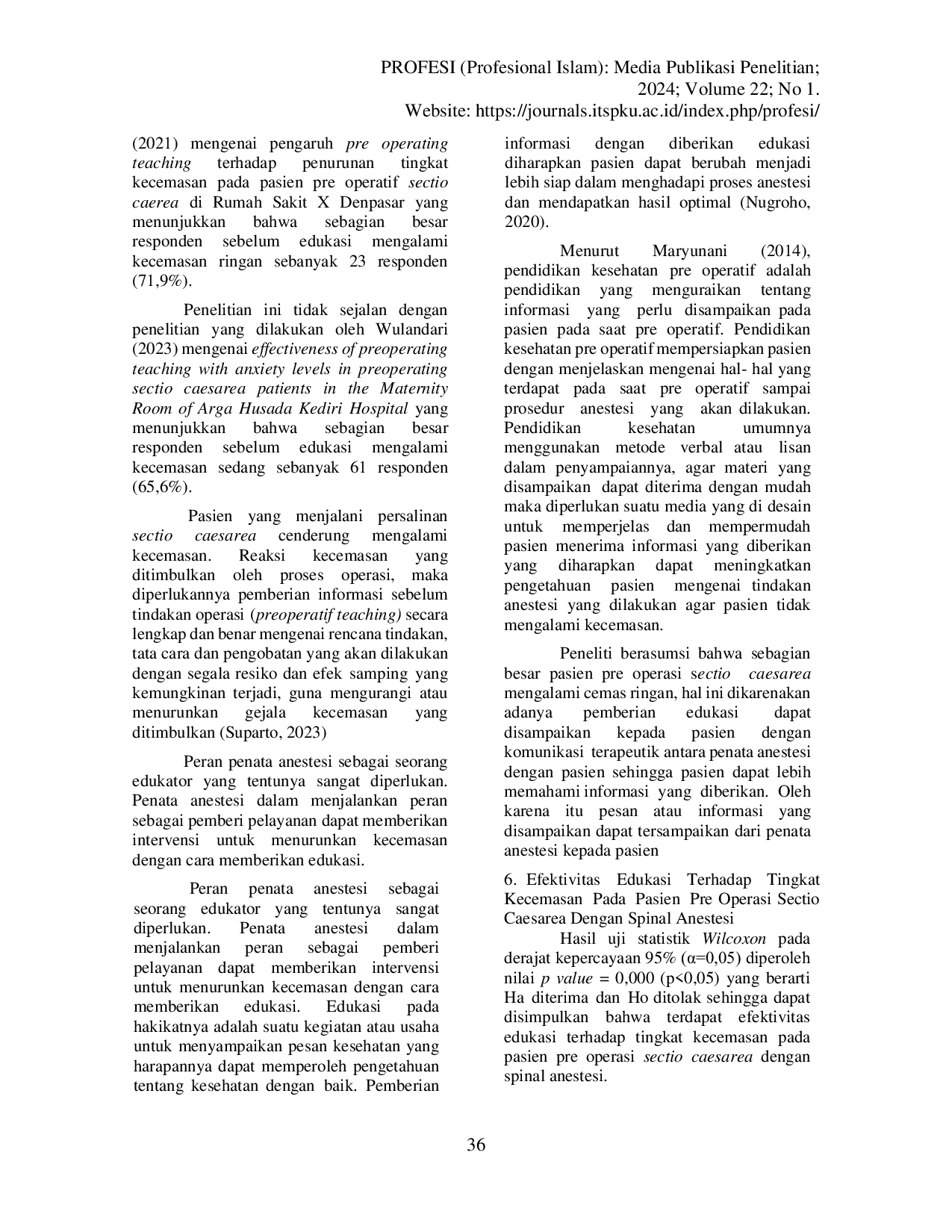 JURIS Efektifitas Edukasi Terhadap Tingkat Kecemasan Pasien Pre Operasi