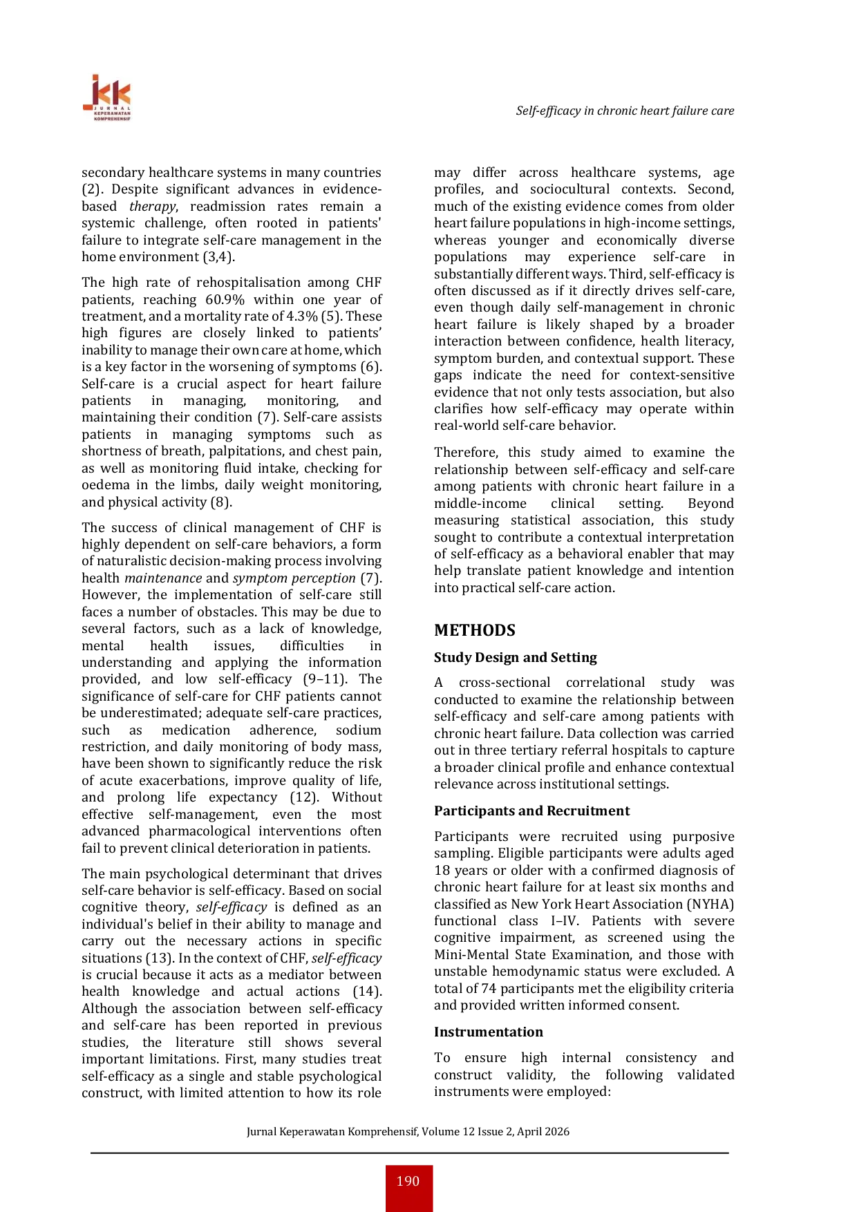 JURIS Self Efficacy as a Behavioral Enabler of Self Care in Chronic Heart Failure