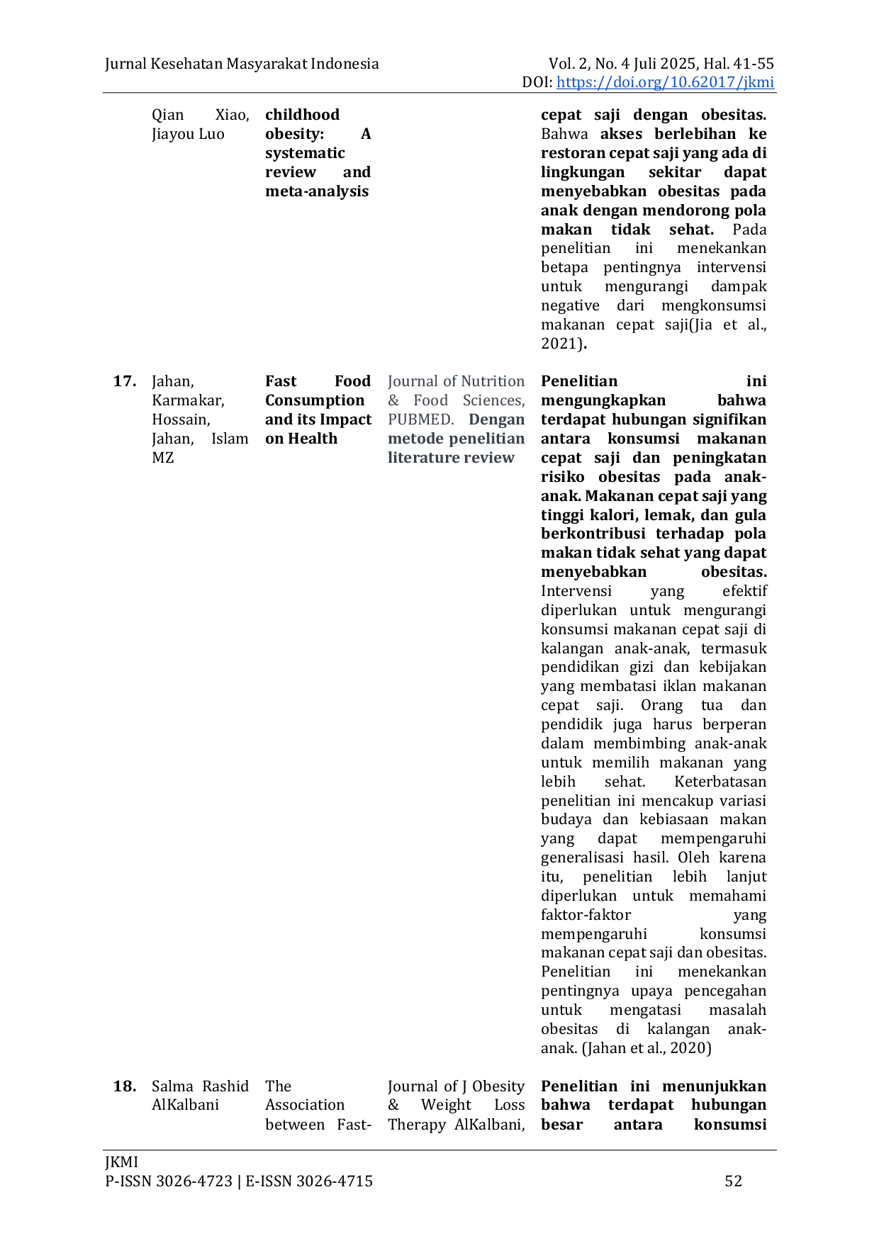 JURIS Analisis Pengaruh Konsumsi Makanan Cepat Saji Terhadap Resiko Obesitas Pada Kalangan Remaja