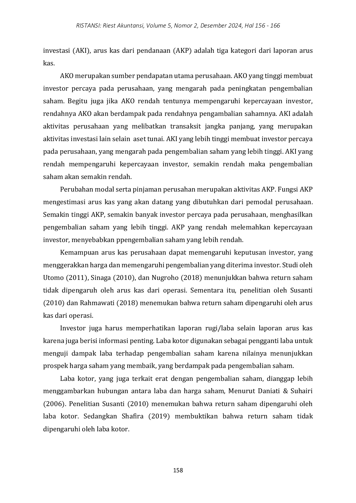 JURIS Peran Laba Kotor Aktivitas Operasional Aktivitas Investasi Dan Aktivitas Pendanaan Arus Kas Terhadap Return Saham