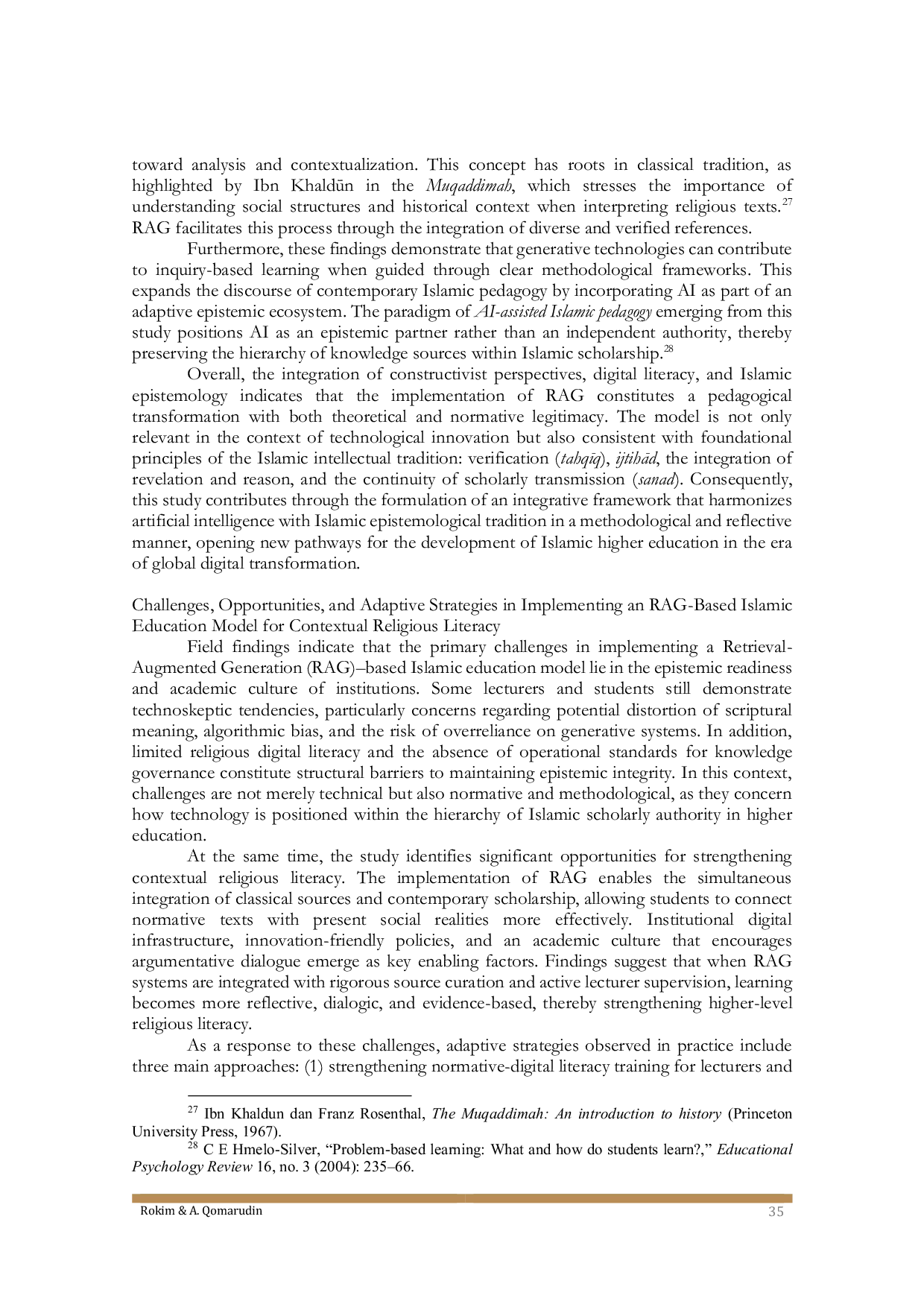 JURIS A RETRIEVAL AUGMENTED GENERATION ISLAMIC EDUCATION DEVELOPMENT MODEL TO ENHANCE STUDENTS RELIGIOUS LITERACY