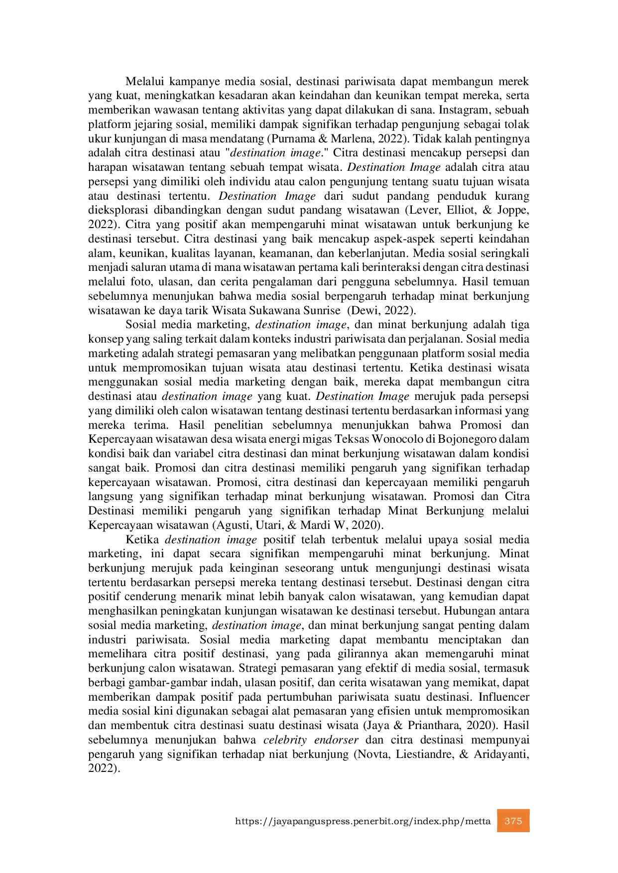 JURIS Pengaruh Sosial Media Marketing Dan Destination Image Terhadap Minat Berkunjung Ke Kebun Raya Bogor