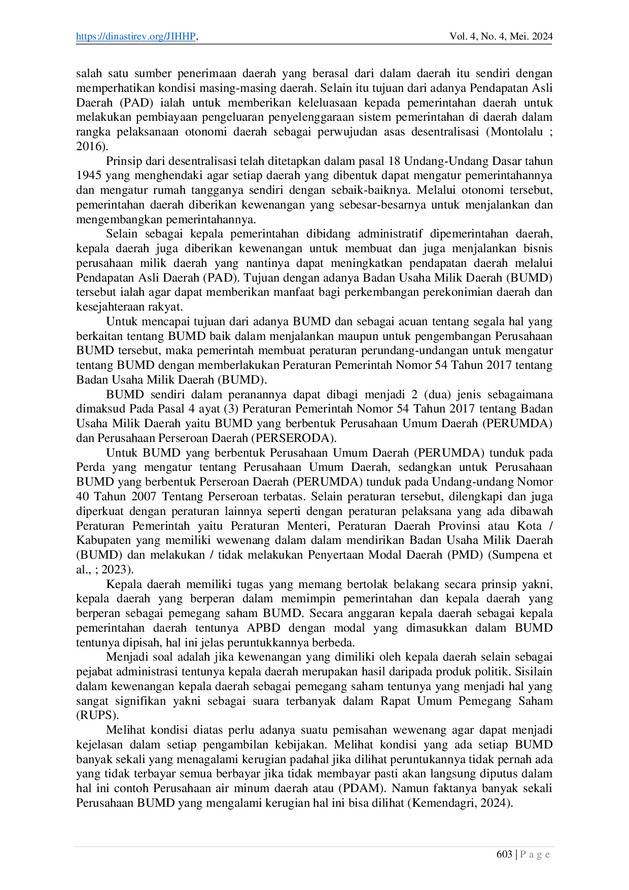 JURIS Pemisahan Kewenangan Kepala Daerah dalam Menjalankan Pemerintahan dengan Pemegang Saham BUMD